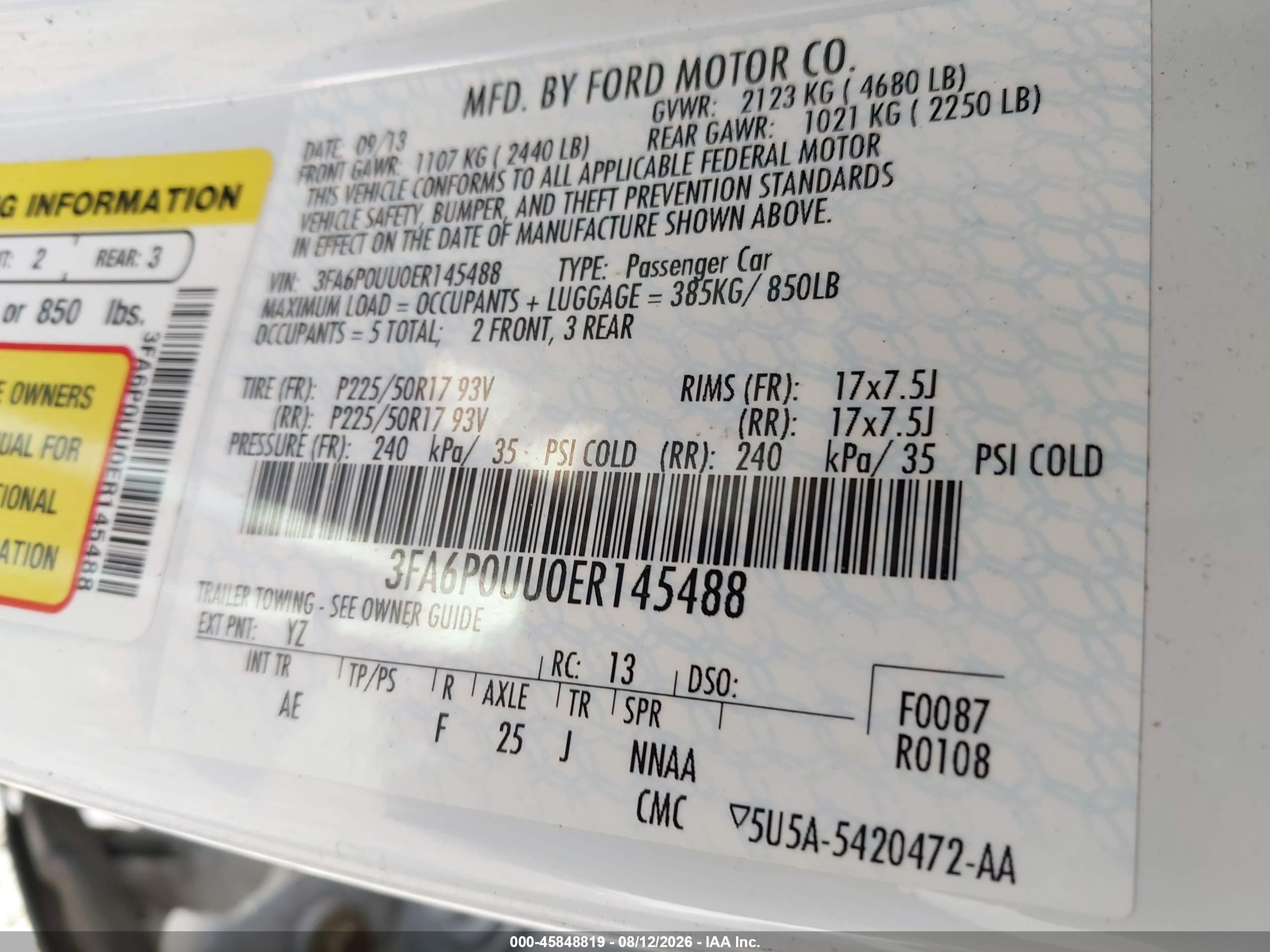 2014 Ford Fusion Hybrid S White vin: 3FA6P0UU0ER145488