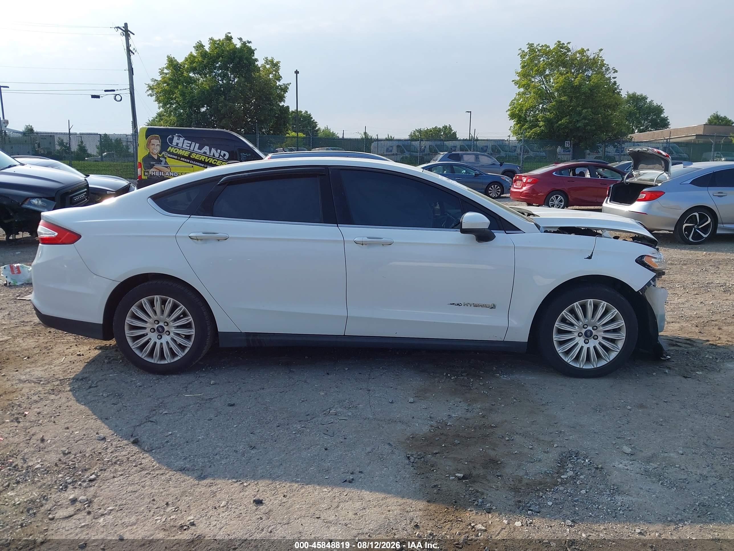 2014 Ford Fusion Hybrid S White vin: 3FA6P0UU0ER145488