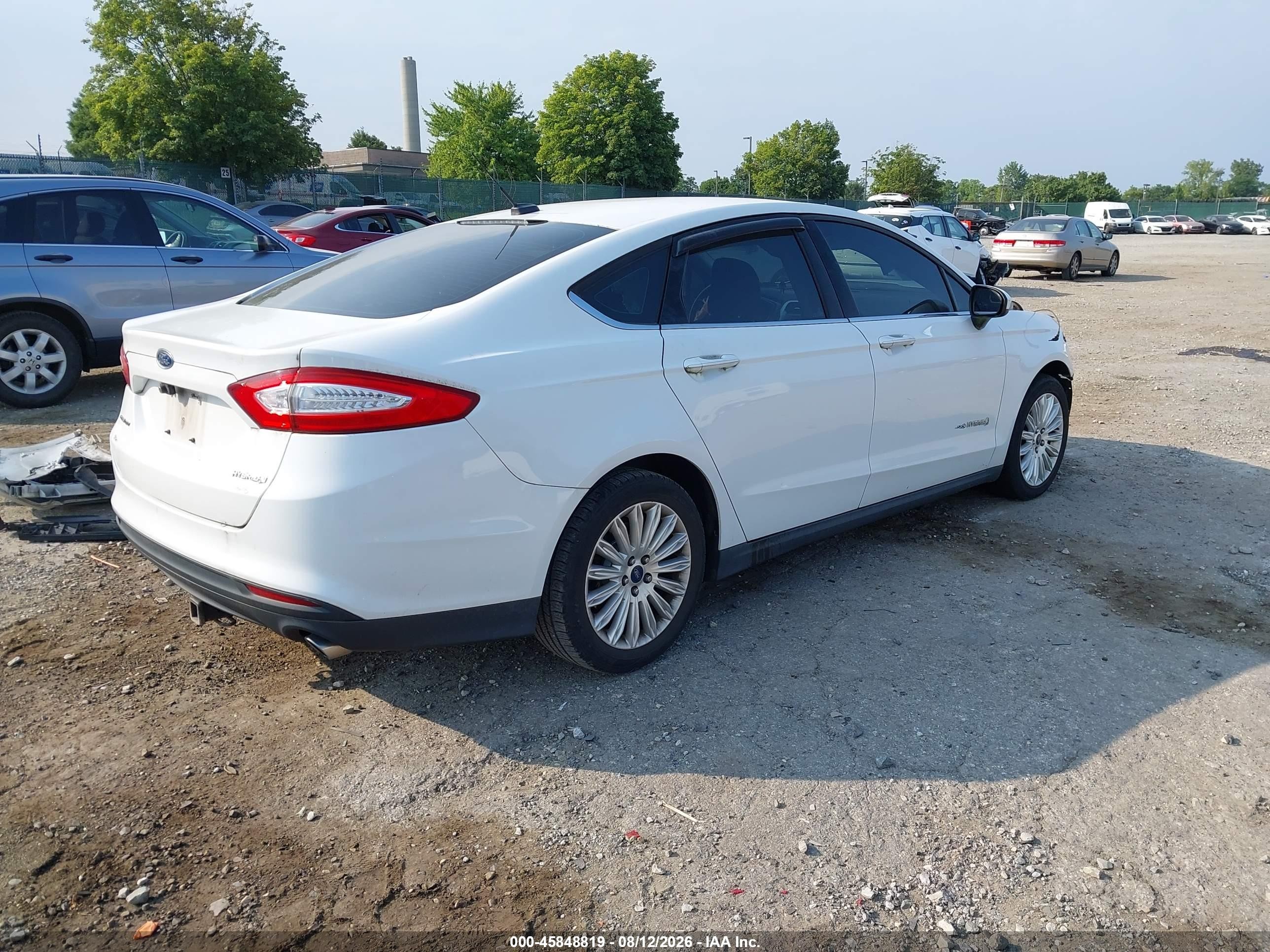2014 Ford Fusion Hybrid S White vin: 3FA6P0UU0ER145488