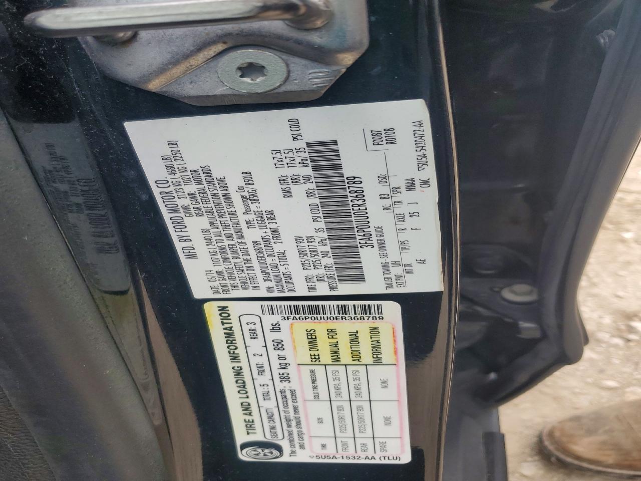 2014 Ford Fusion S Hybrid Black vin: 3FA6P0UU0ER368789