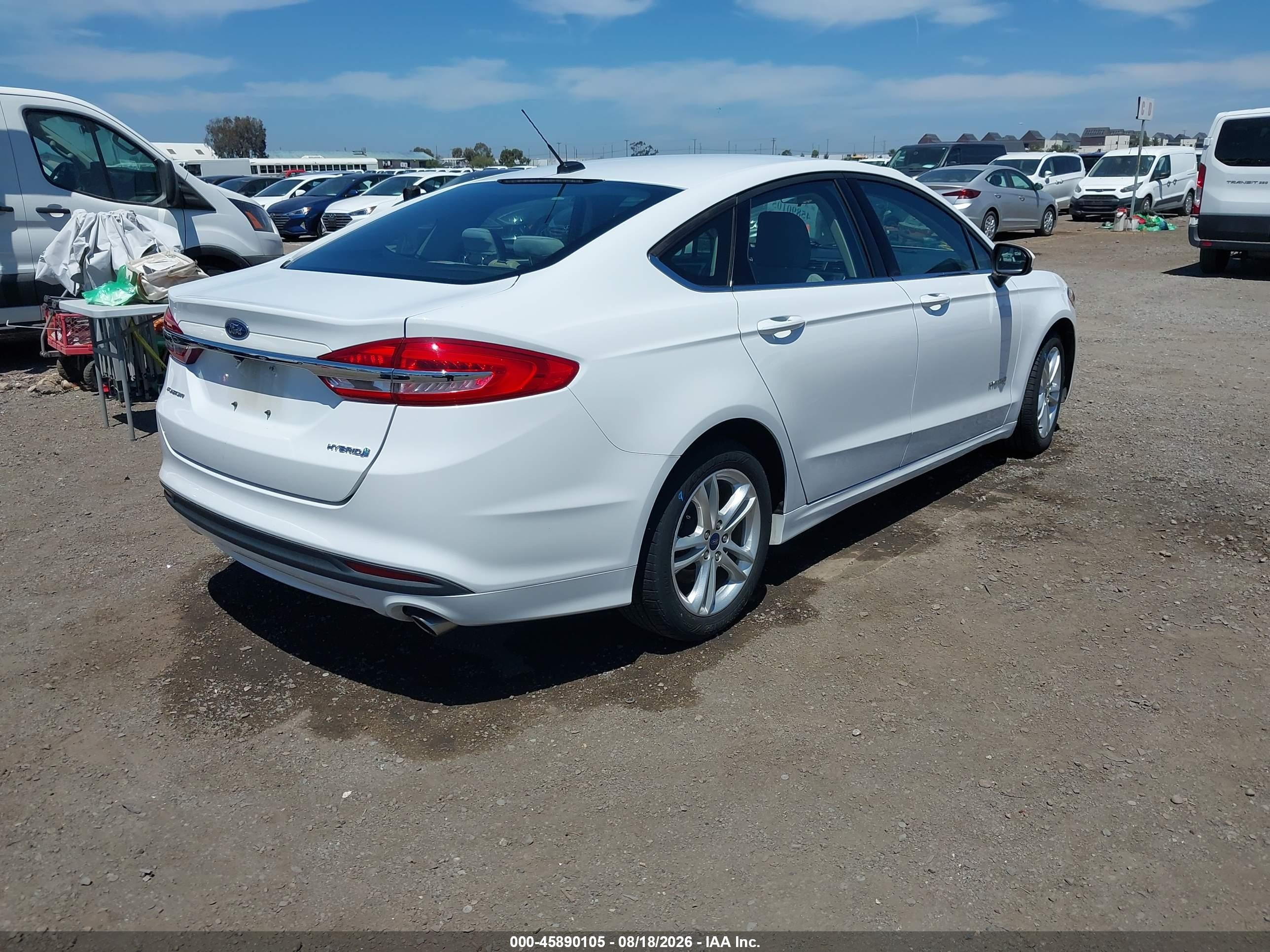 2018 Ford Fusion Hybrid S White vin: 3FA6P0UU0JR271540