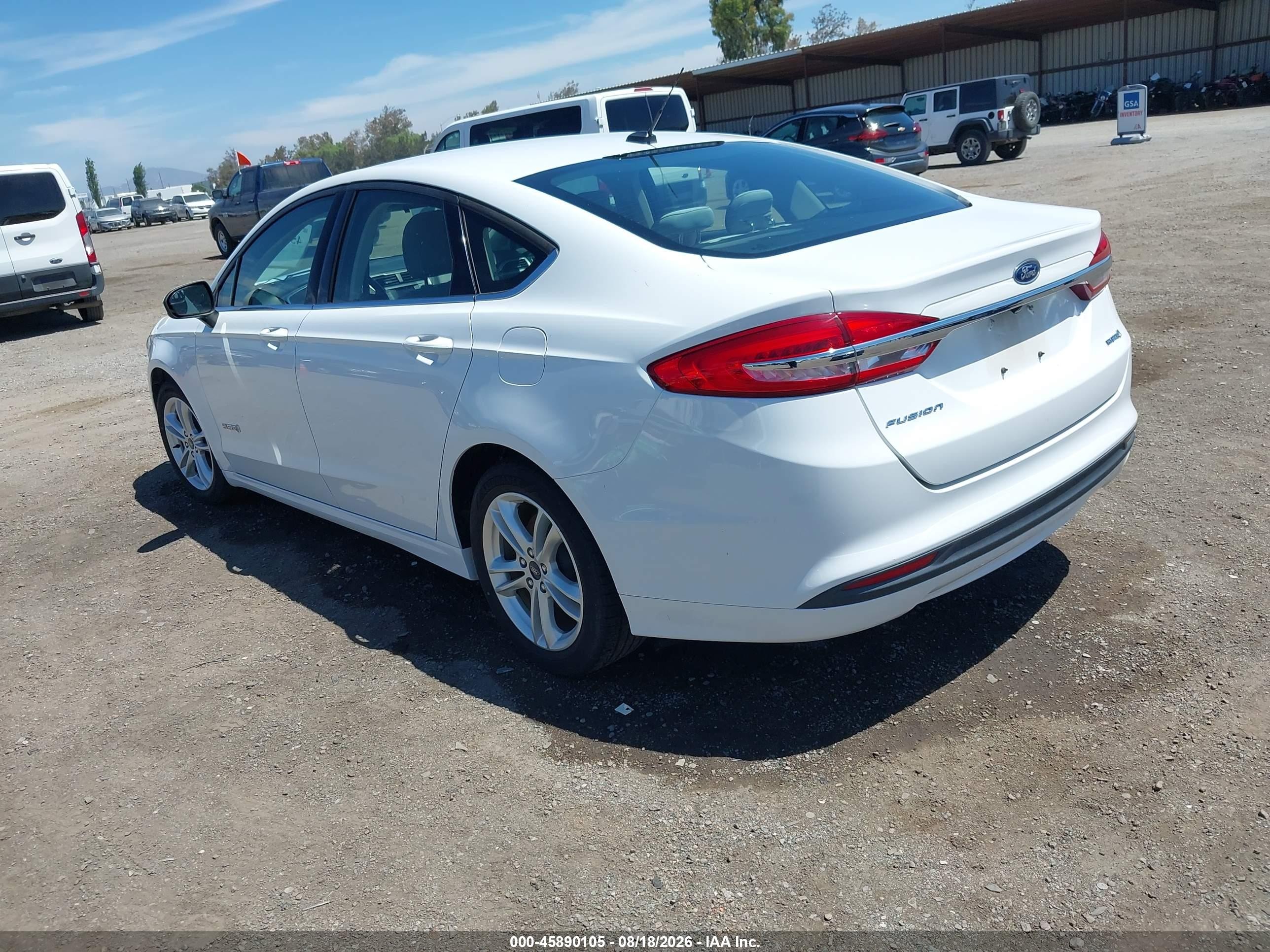 2018 Ford Fusion Hybrid S White vin: 3FA6P0UU0JR271540