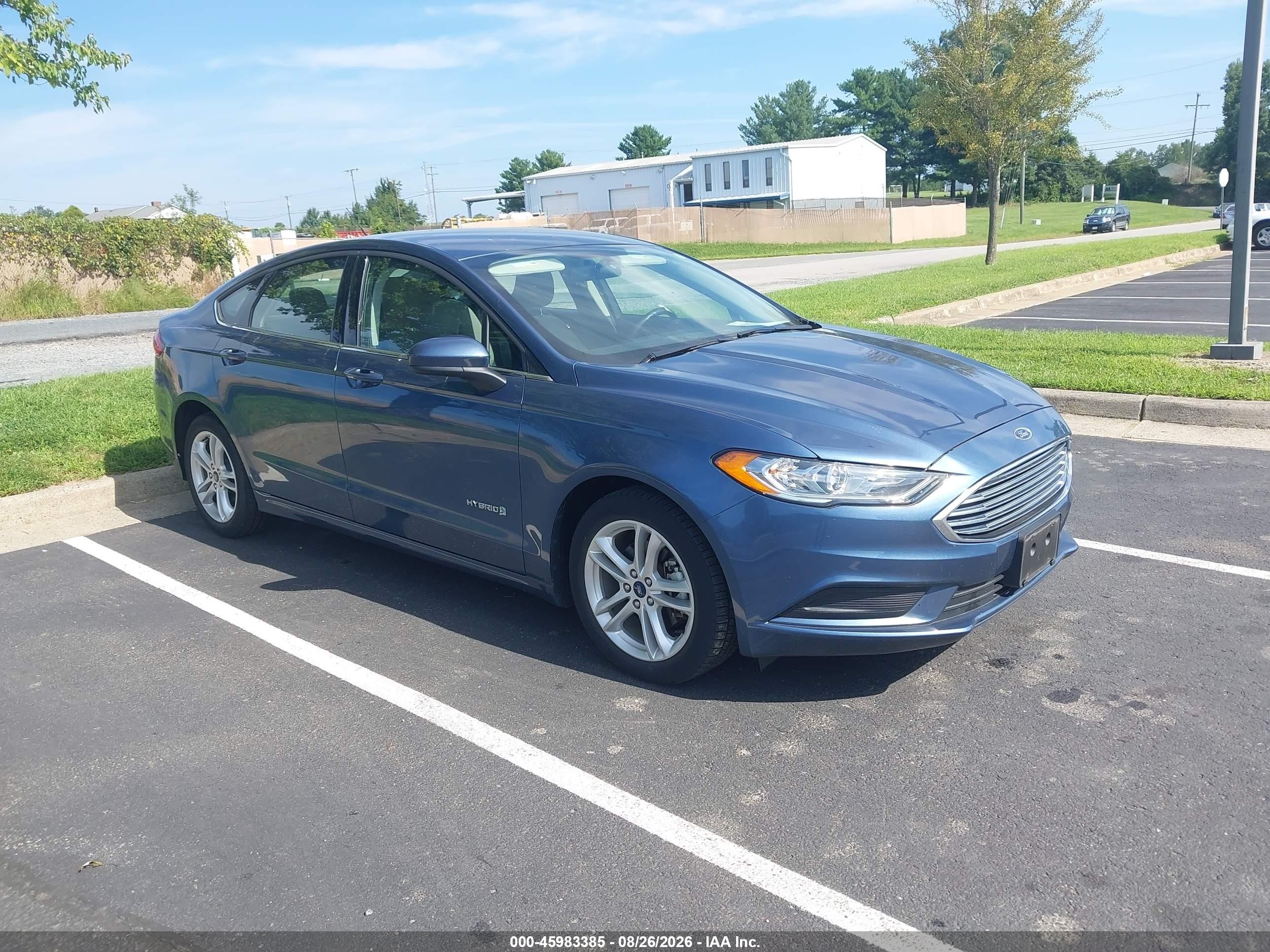 2018 Ford Fusion Hybrid S Blue vin: 3FA6P0UU0JR278875