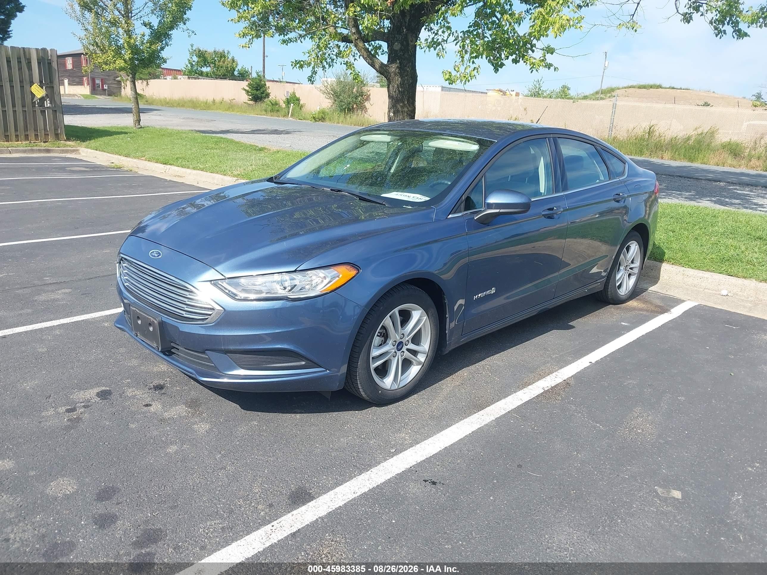 2018 Ford Fusion Hybrid S Blue vin: 3FA6P0UU0JR278875