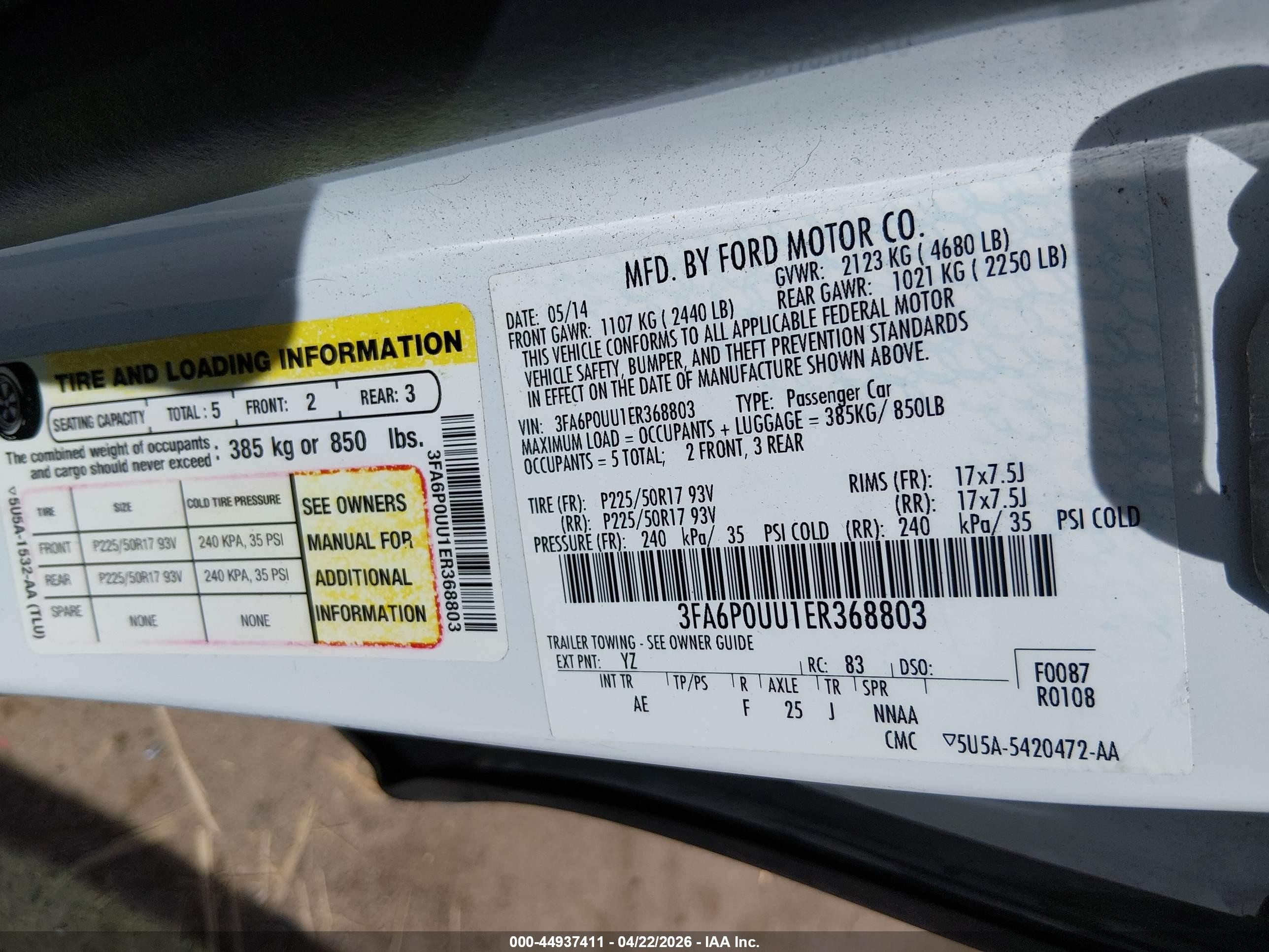 2014 Ford Fusion Hybrid S White vin: 3FA6P0UU1ER368803