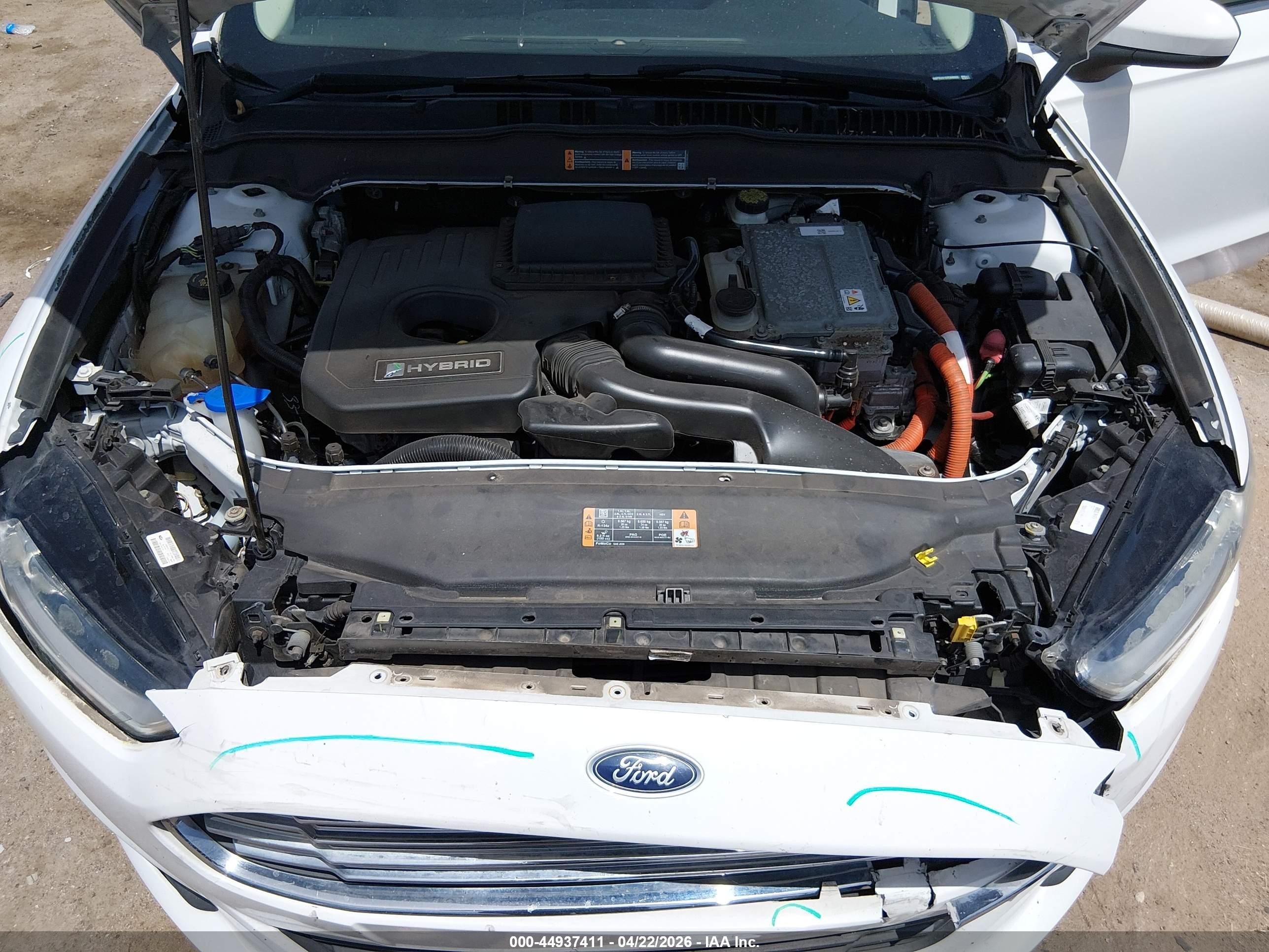2014 Ford Fusion Hybrid S White vin: 3FA6P0UU1ER368803