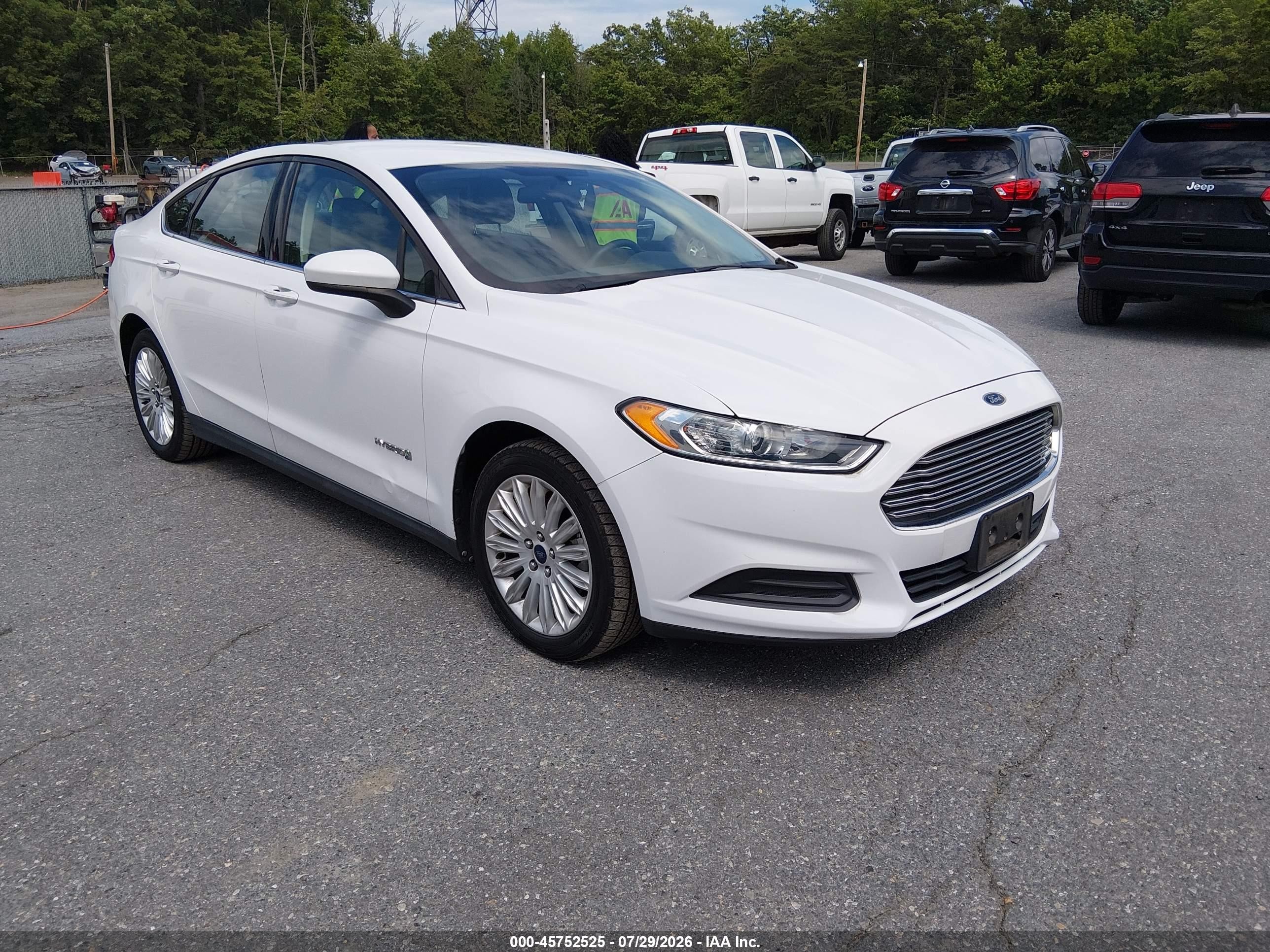 2014 Ford Fusion Hybrid S White vin: 3FA6P0UU2ER368664