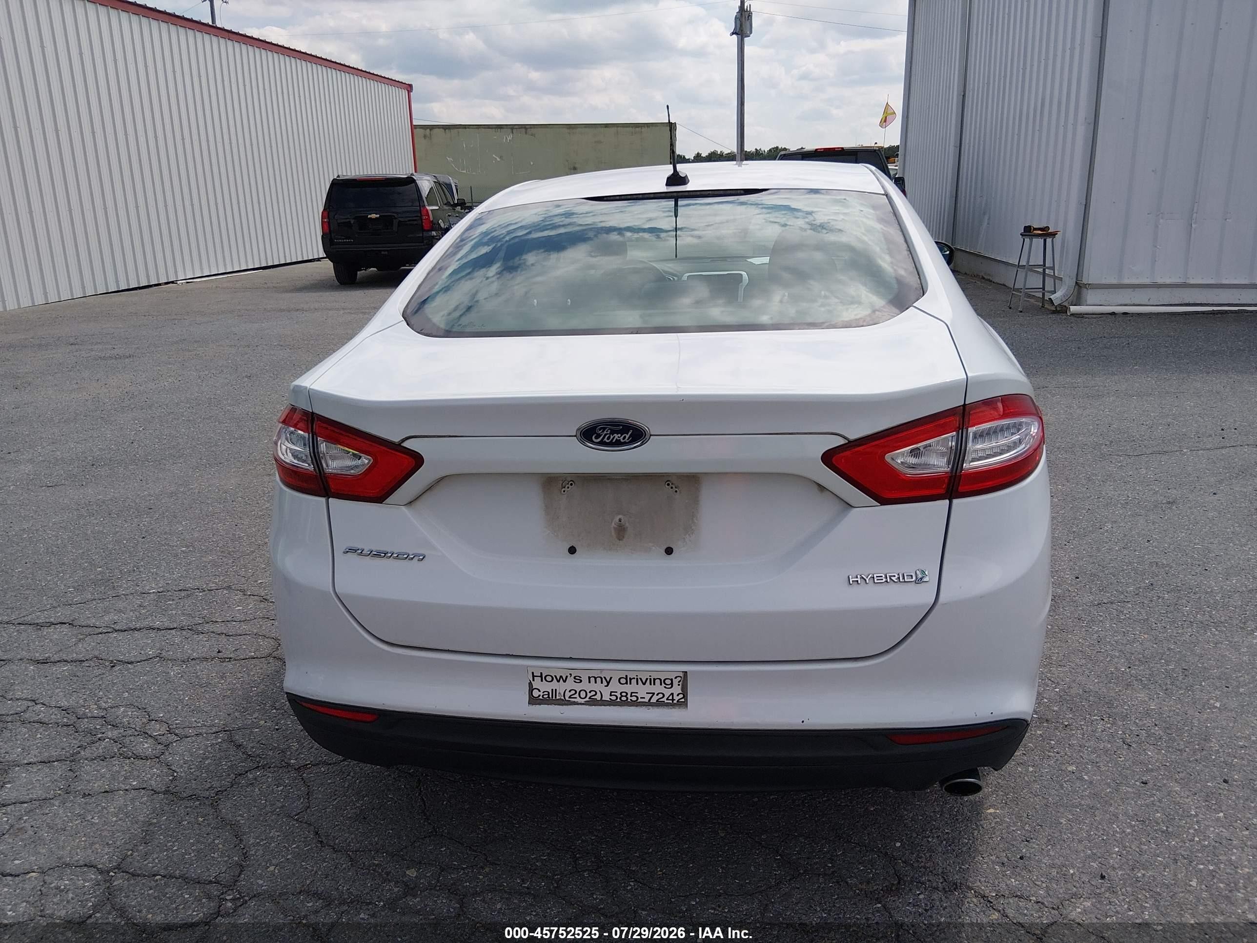 2014 Ford Fusion Hybrid S White vin: 3FA6P0UU2ER368664