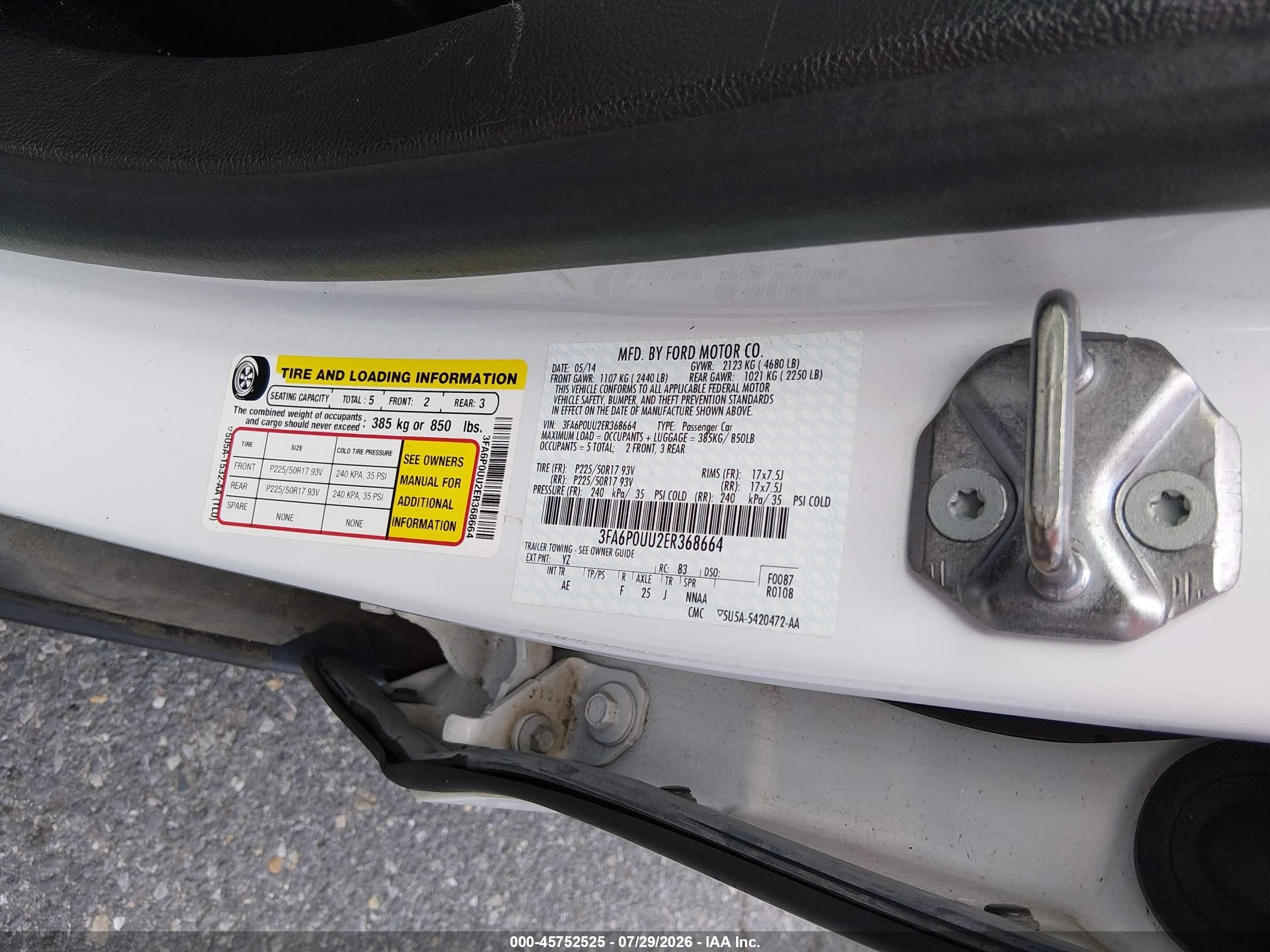 2014 Ford Fusion Hybrid S White vin: 3FA6P0UU2ER368664
