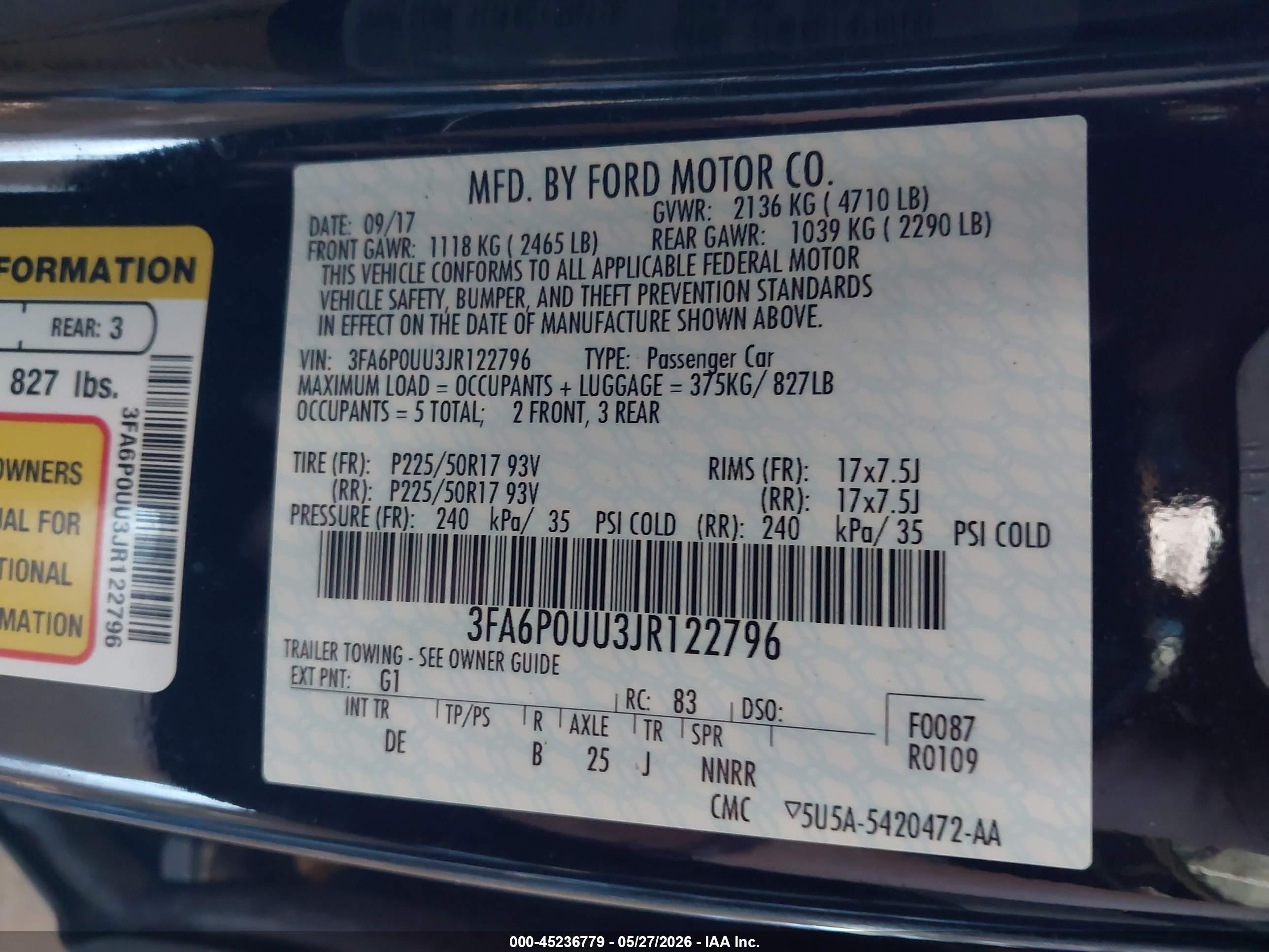 2018 Ford Fusion Hybrid S Black vin: 3FA6P0UU3JR122796