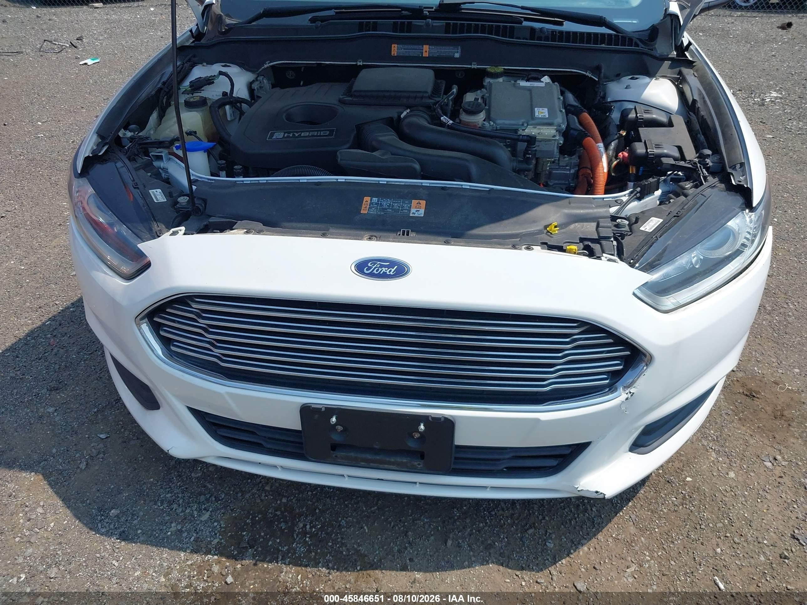 2015 Ford Fusion Hybrid S White vin: 3FA6P0UU4FR167396