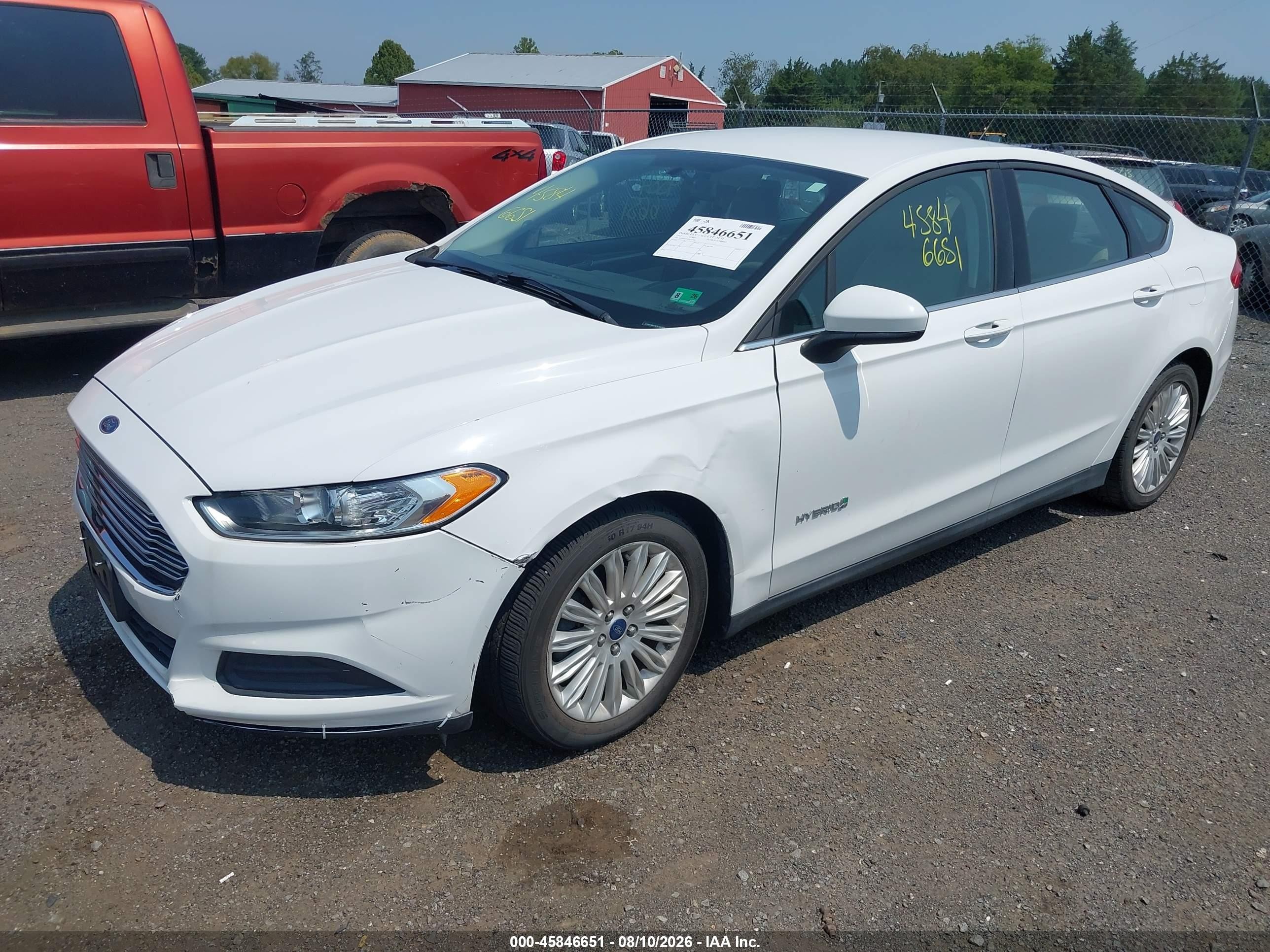 2015 Ford Fusion Hybrid S White vin: 3FA6P0UU4FR167396