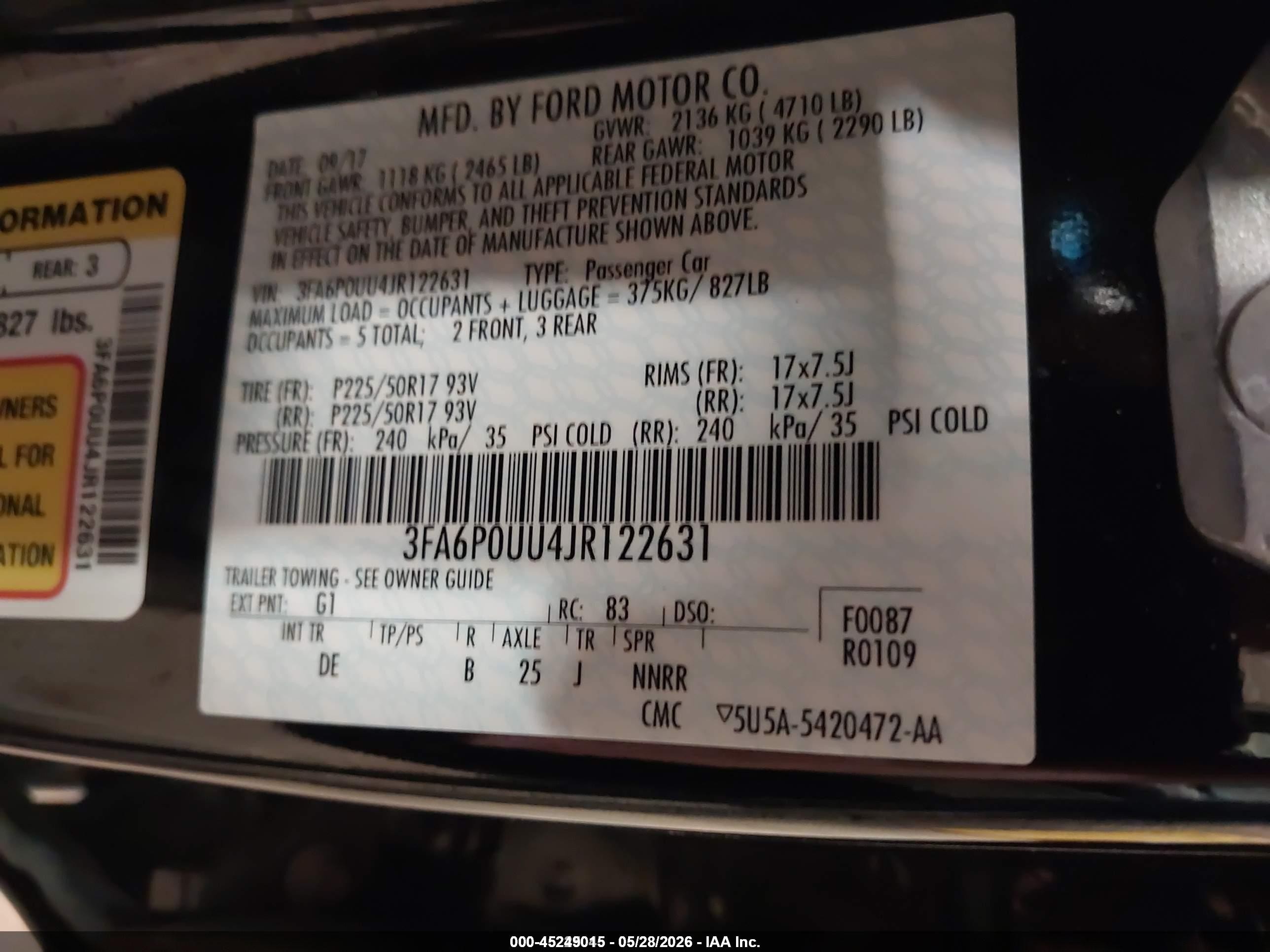 2018 Ford Fusion Hybrid S Black vin: 3FA6P0UU4JR122631