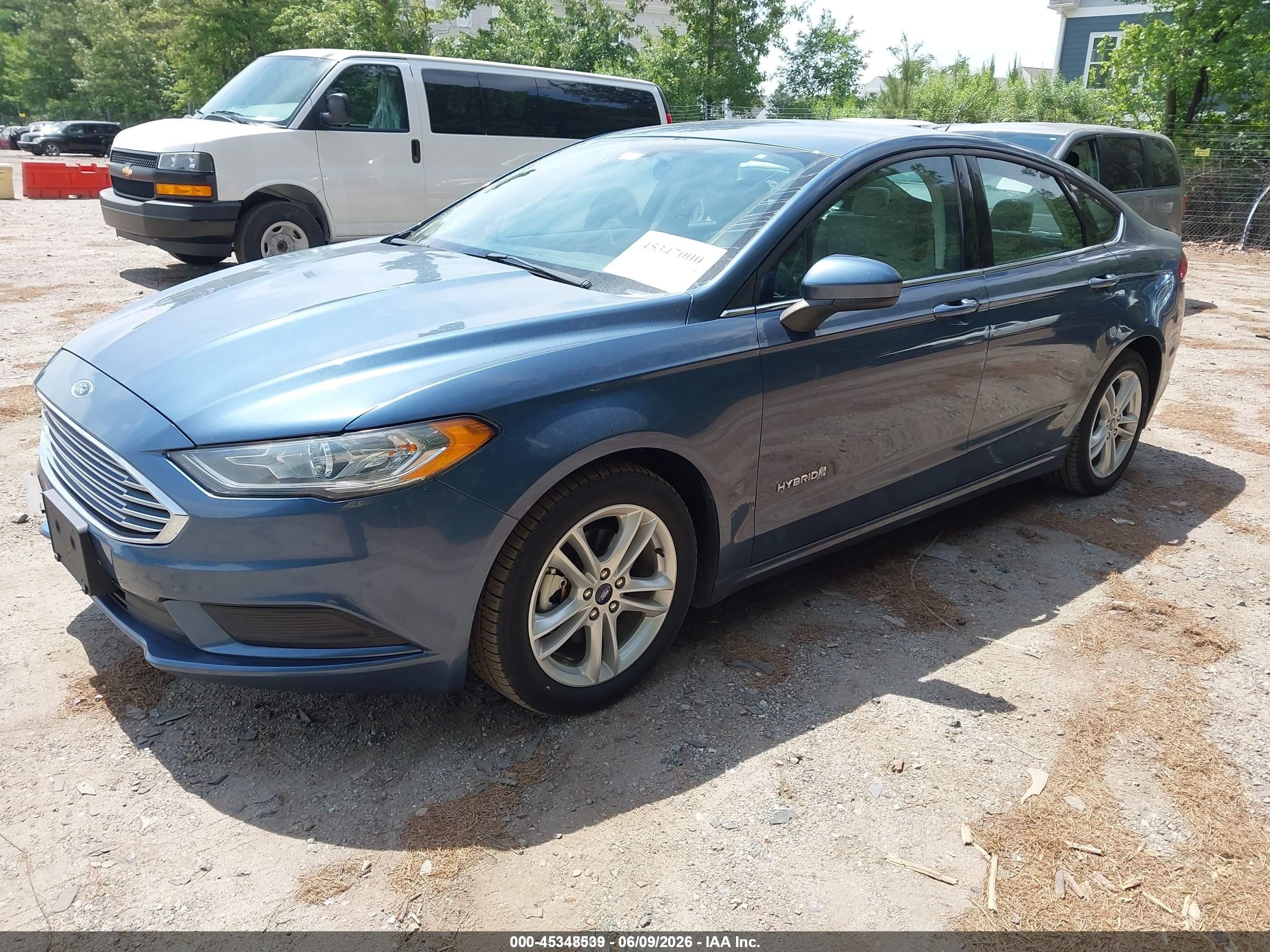 2018 Ford Fusion Hybrid S Синий vin: 3FA6P0UU4JR278961