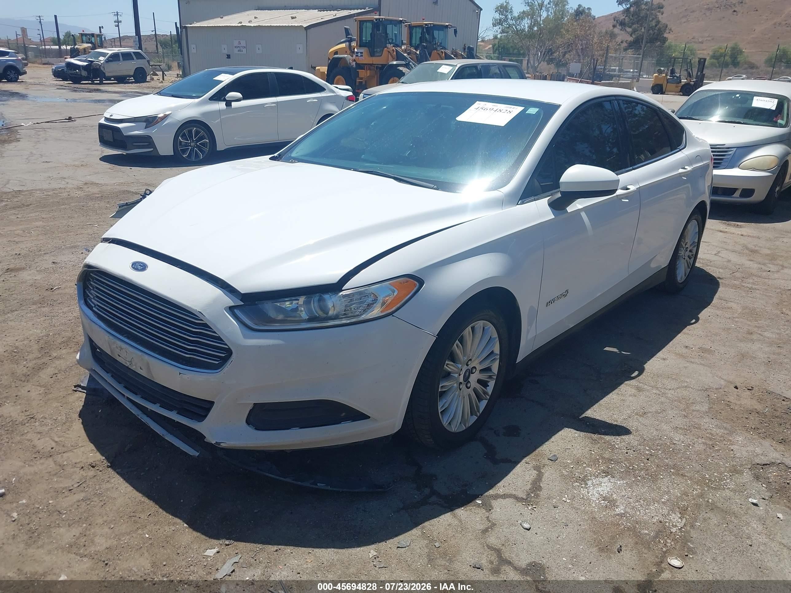 2015 Ford Fusion Hybrid S White vin: 3FA6P0UU5FR131720