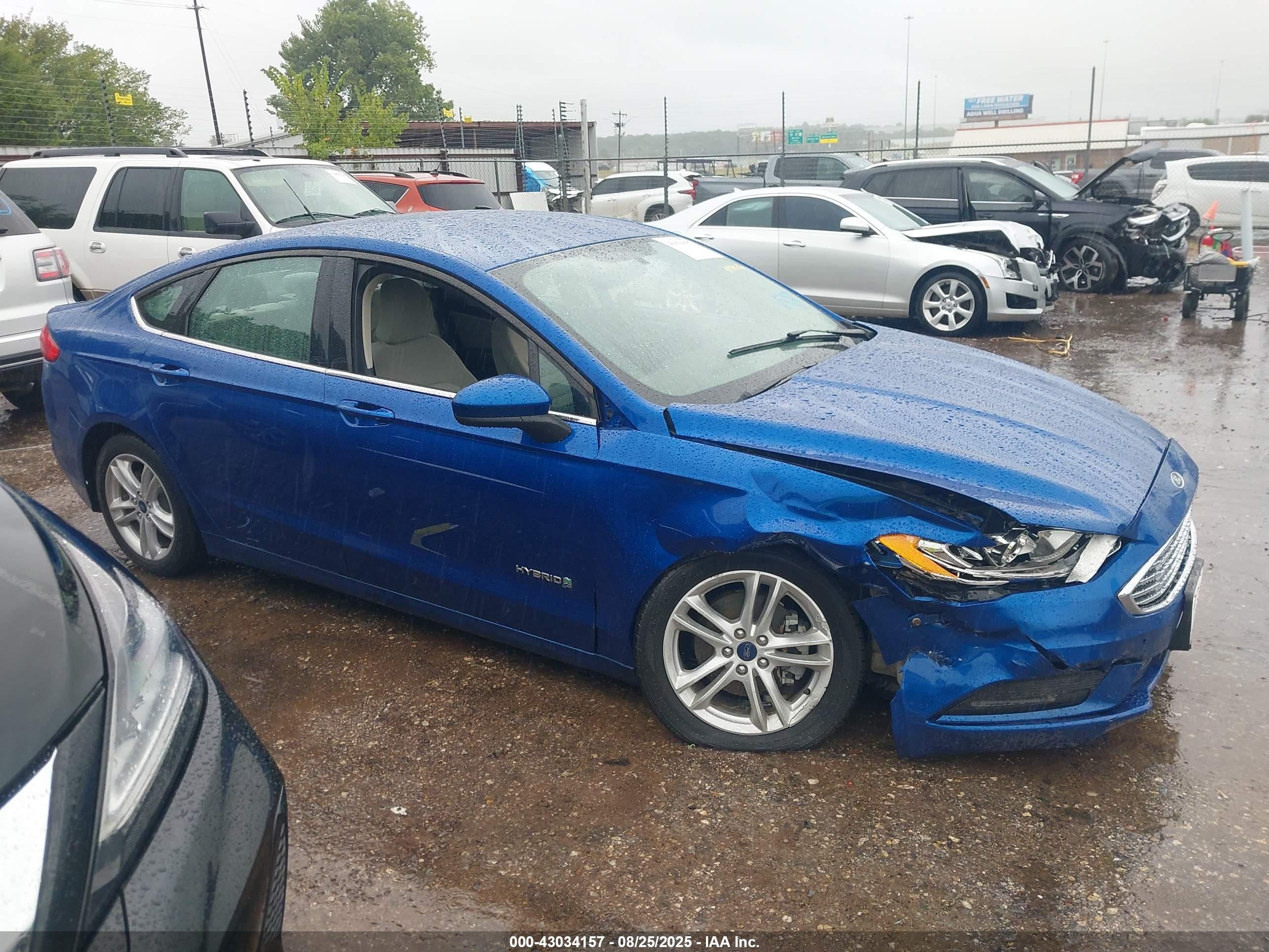2018 Ford Fusion Hybrid S Синий vin: 3FA6P0UU5JR279150