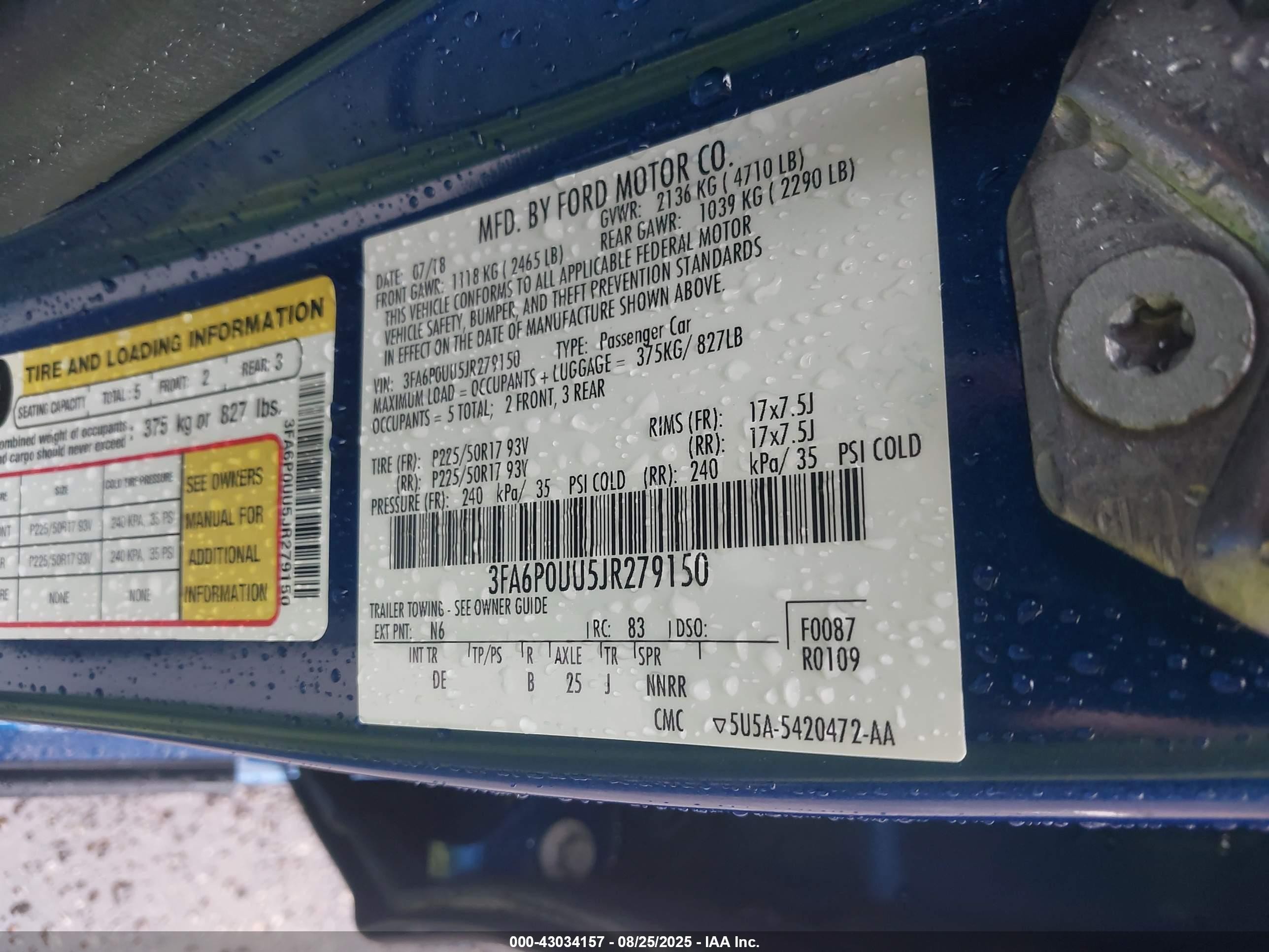 2018 Ford Fusion Hybrid S Синий vin: 3FA6P0UU5JR279150