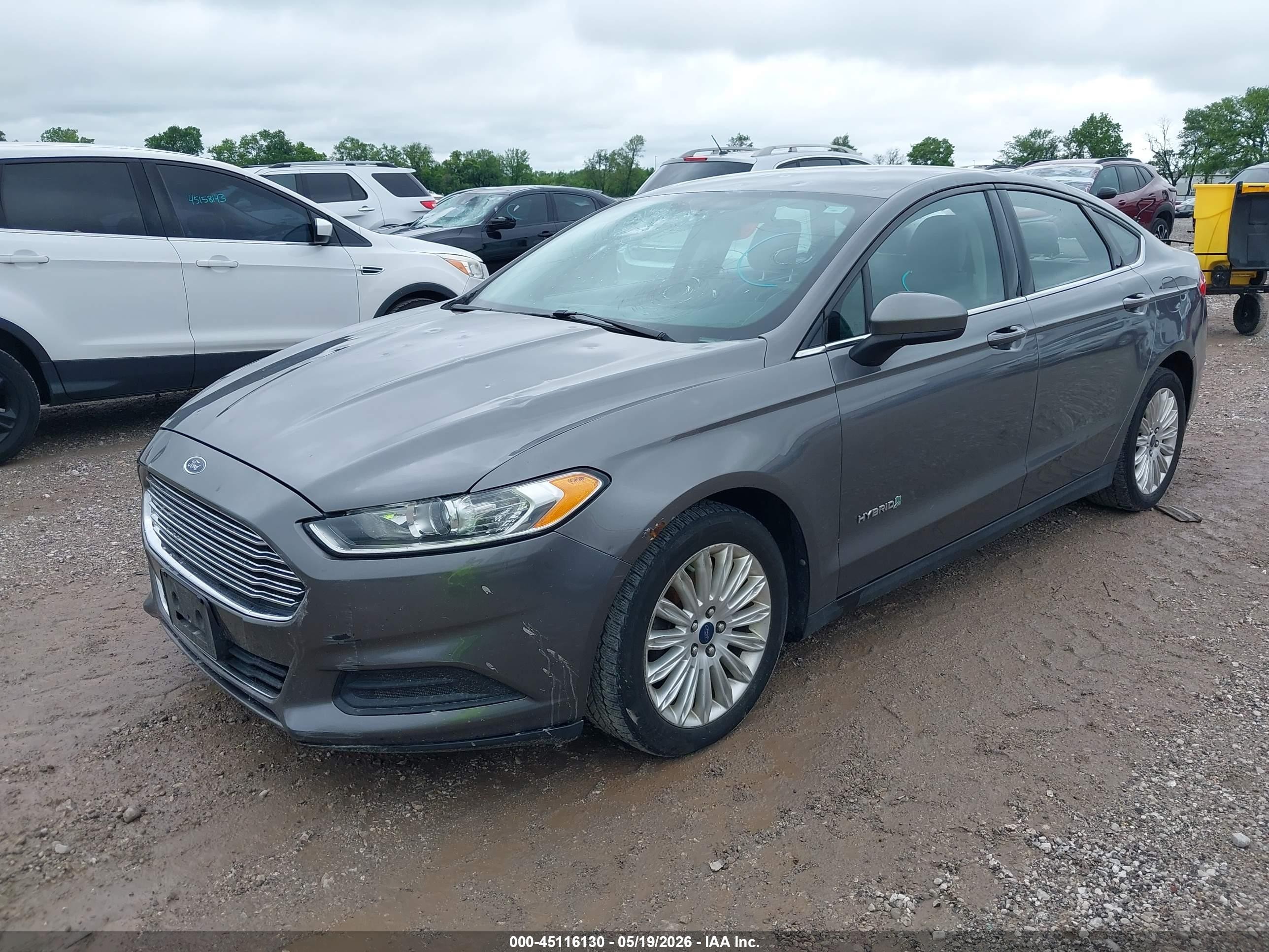 2014 Ford Fusion Hybrid S Серый vin: 3FA6P0UU8ER286079