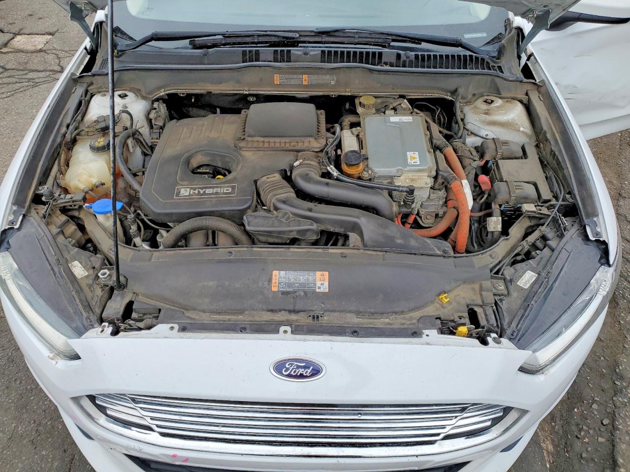 2014 Ford Fusion S Hybrid White vin: 3FA6P0UU8ER290228
