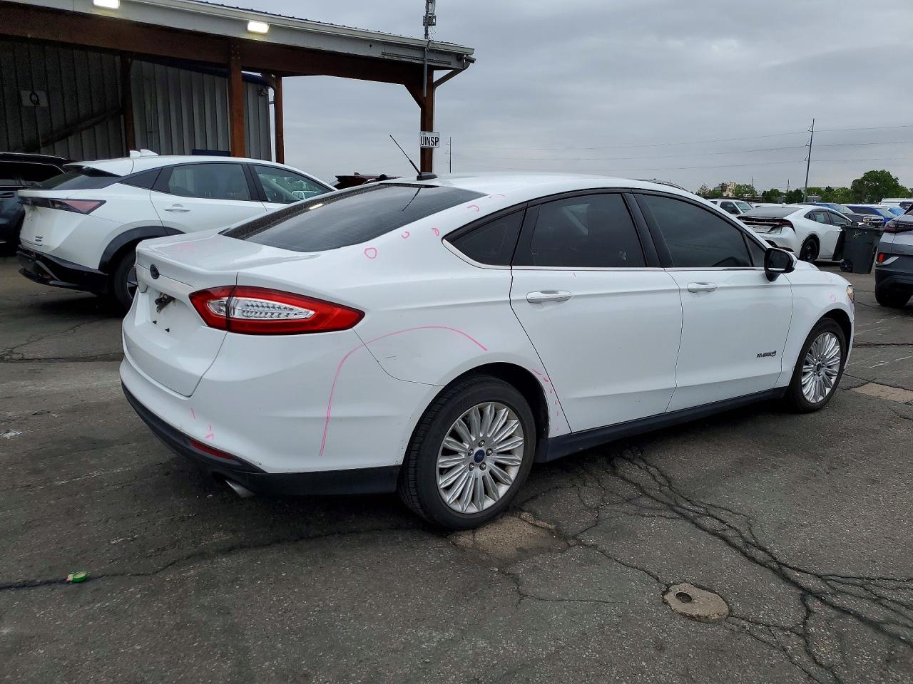 2014 Ford Fusion S Hybrid White vin: 3FA6P0UU8ER290228