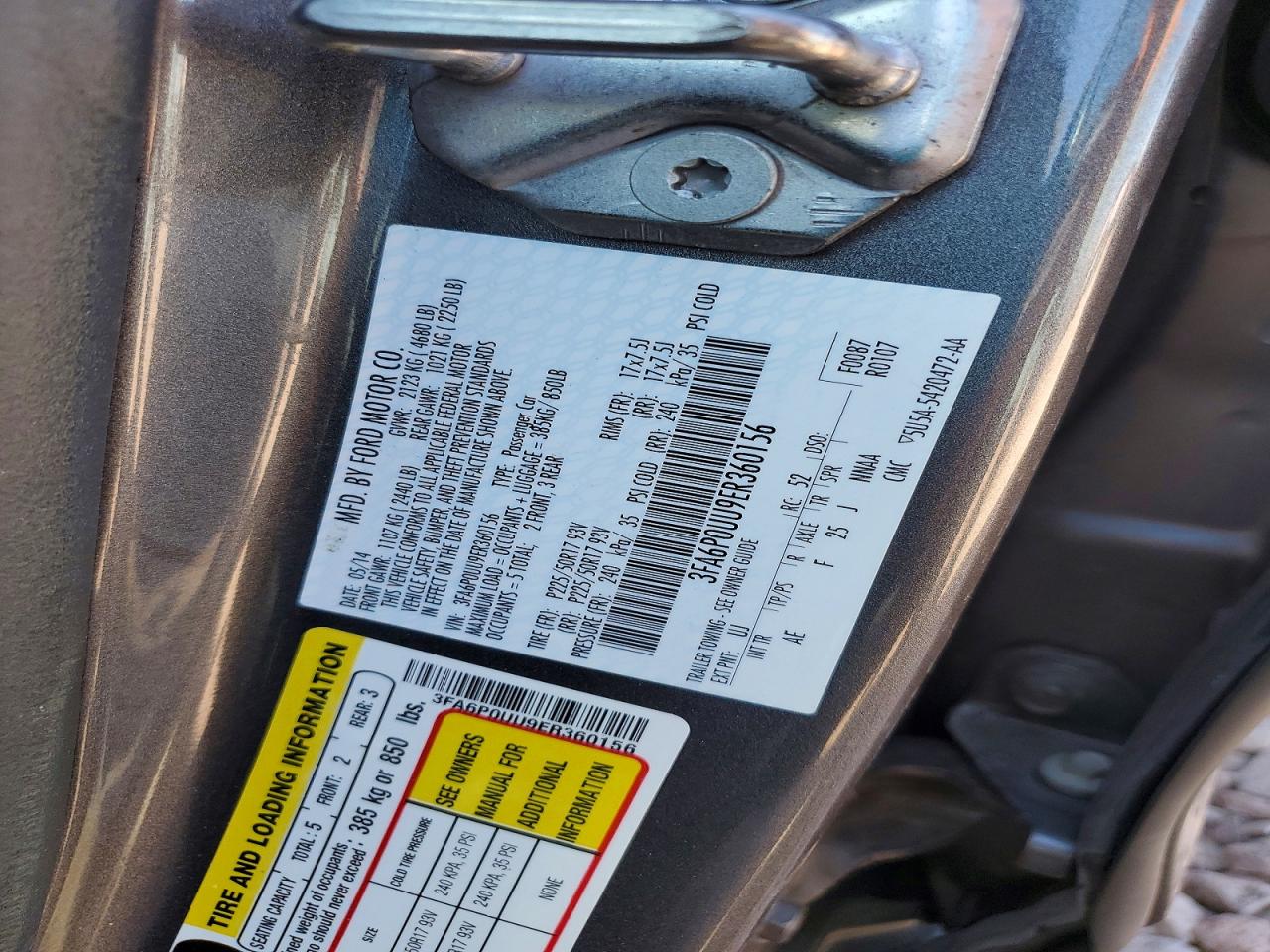 2014 Ford Fusion S Hybrid Gray vin: 3FA6P0UU9ER360156