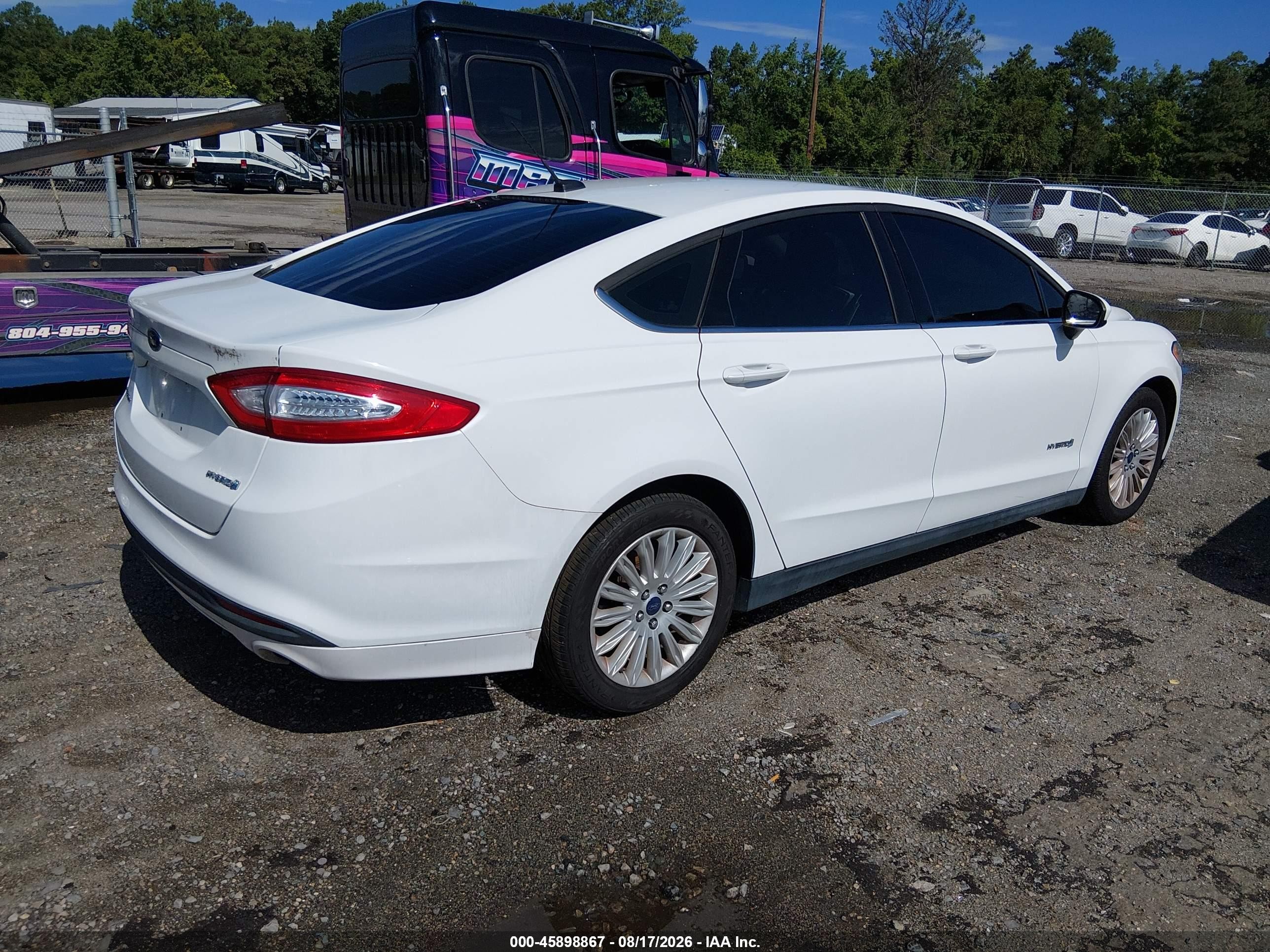 2014 Ford Fusion Hybrid S White vin: 3FA6P0UUXER368833