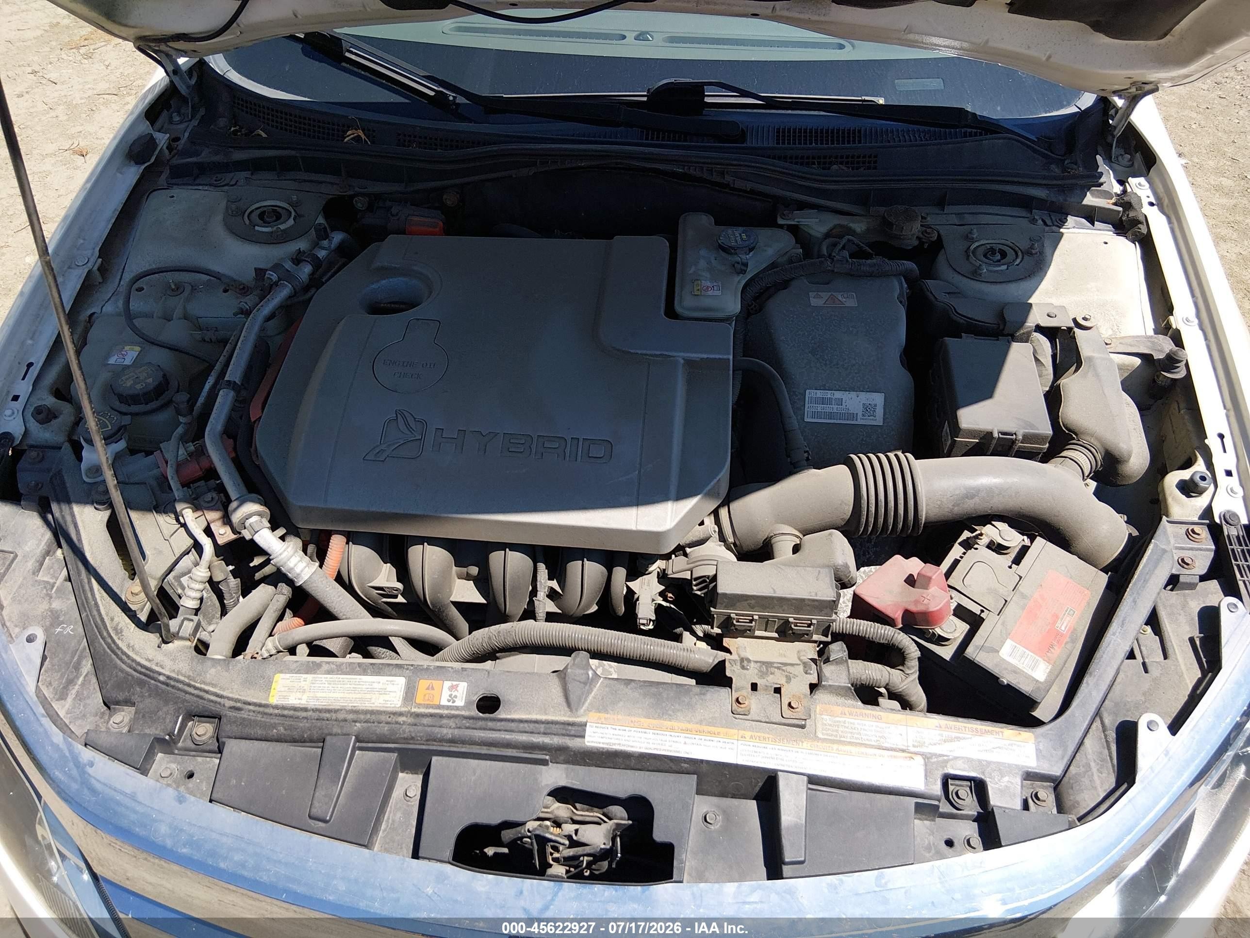2010 Ford Fusion Hybrid   White vin: 3FADP0L30AR188920