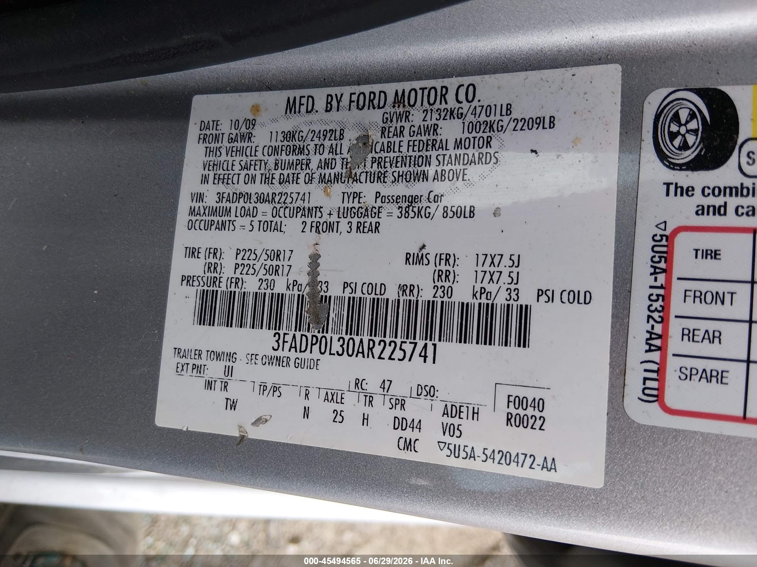 2010 Ford Fusion Hybrid   Silver vin: 3FADP0L30AR225741