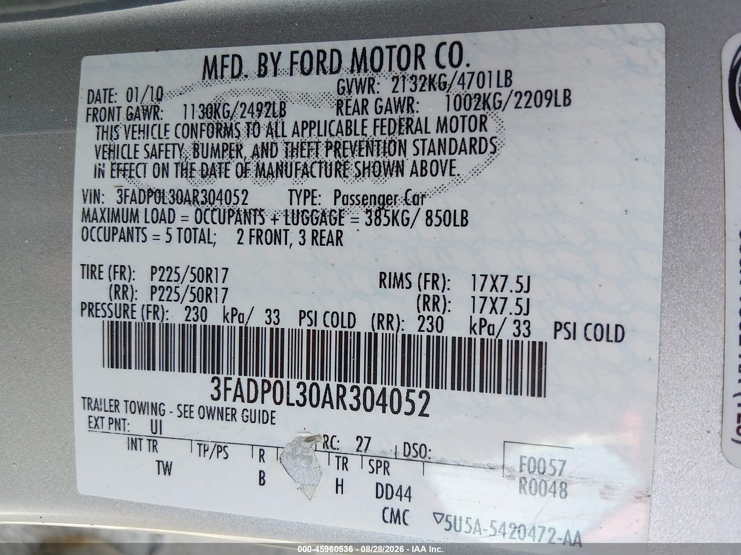 2010 Ford Fusion Hybrid   Gray vin: 3FADP0L30AR304052