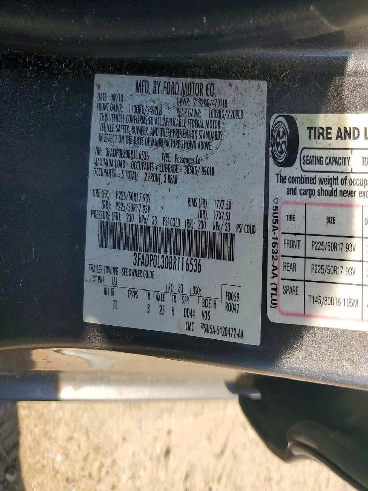 2011 Ford Fusion Hybrid Gray vin: 3FADP0L30BR116536