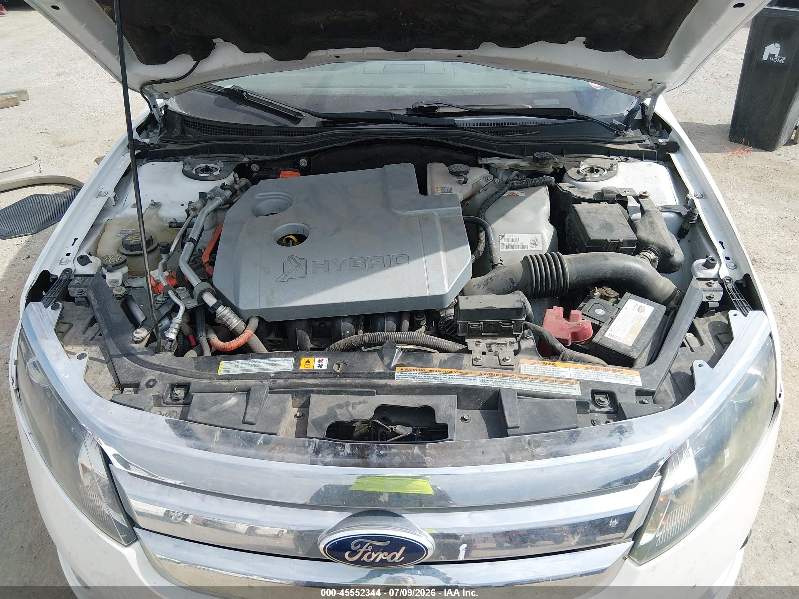 2012 Ford Fusion Hybrid   White vin: 3FADP0L30CR372578