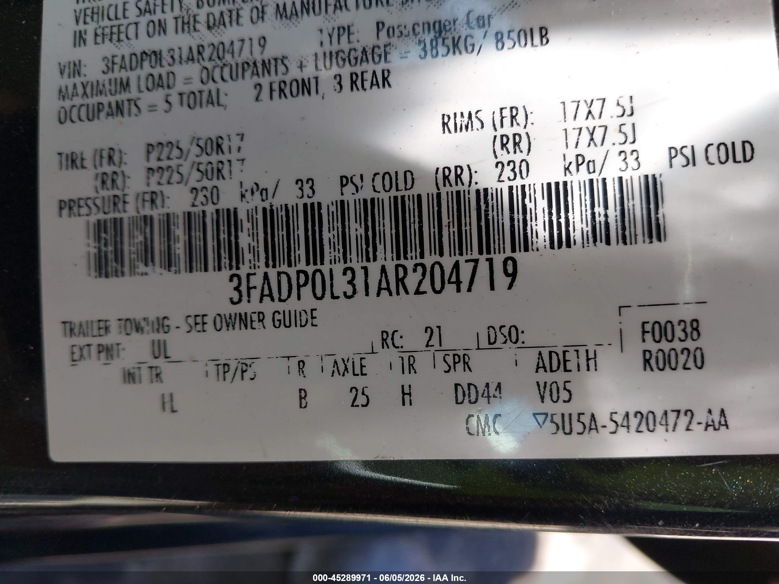 2010 Ford Fusion Hybrid   Black vin: 3FADP0L31AR204719
