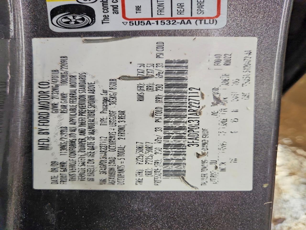 2010 Ford Fusion Hybrid Gray vin: 3FADP0L31AR227112