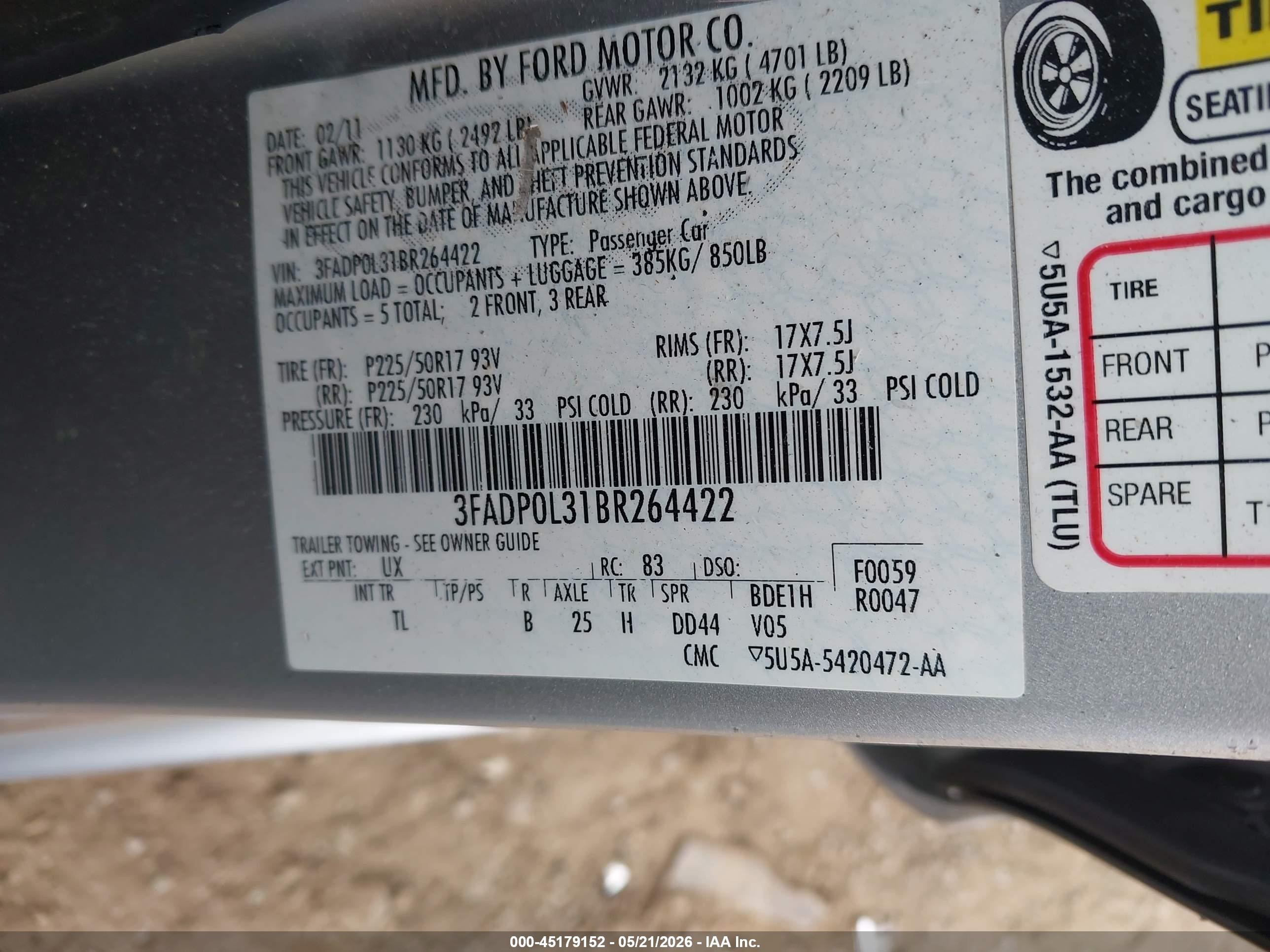 2011 Ford Fusion Hybrid   Серебряный vin: 3FADP0L31BR264422