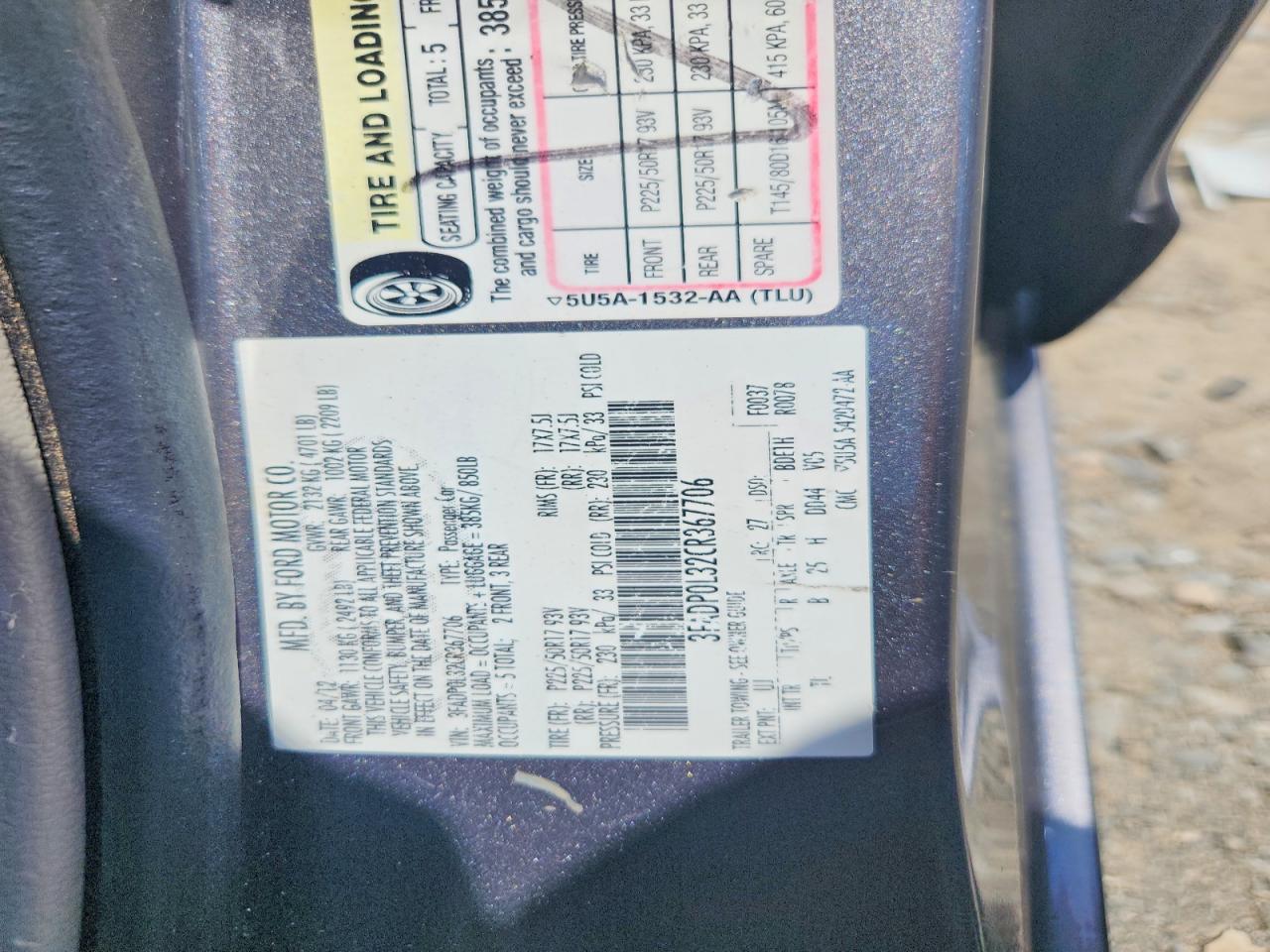 2012 Ford Fusion Hybrid Gray vin: 3FADP0L32CR367706