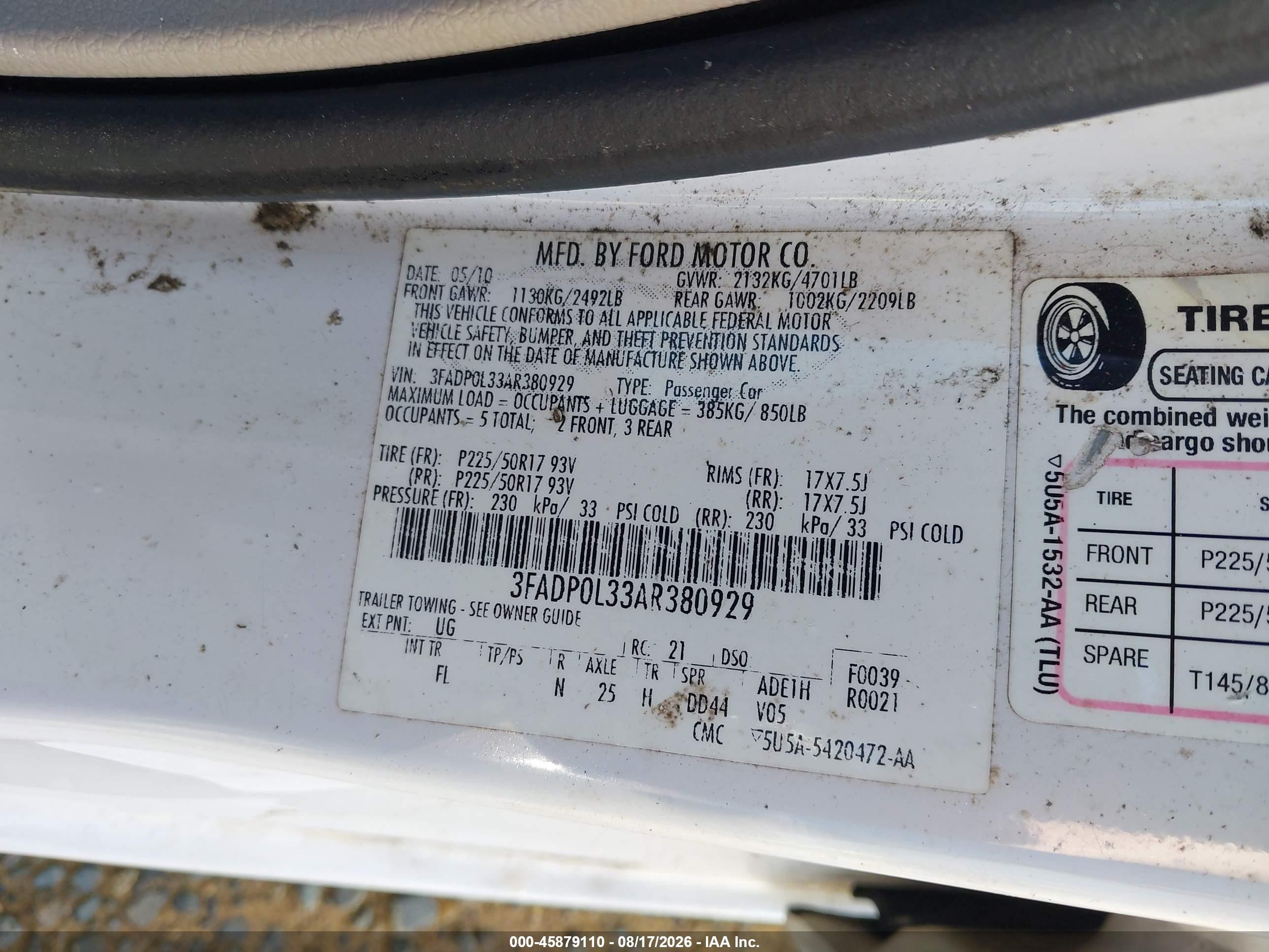 2010 Ford Fusion Hybrid Белый vin: 3FADP0L33AR380929