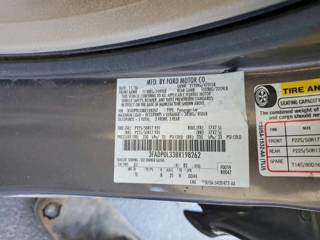 2011 Ford Fusion Hybrid Gray vin: 3FADP0L33BR198262