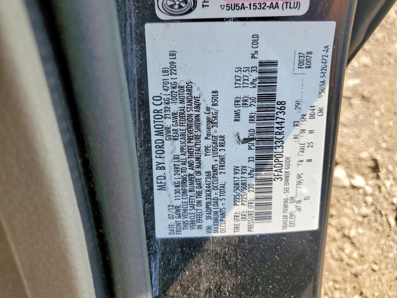 2012 Ford Fusion Hybrid Black vin: 3FADP0L33CR447368