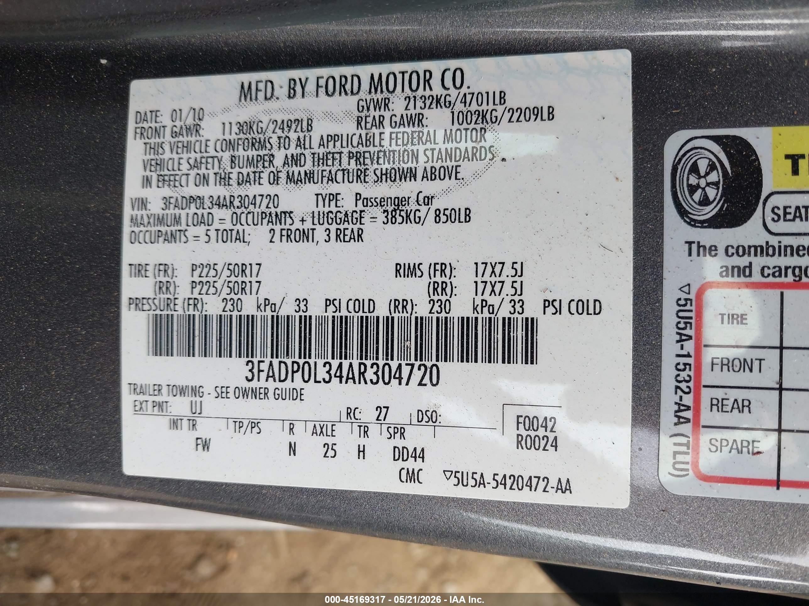 2010 Ford Fusion Hybrid   Серый vin: 3FADP0L34AR304720