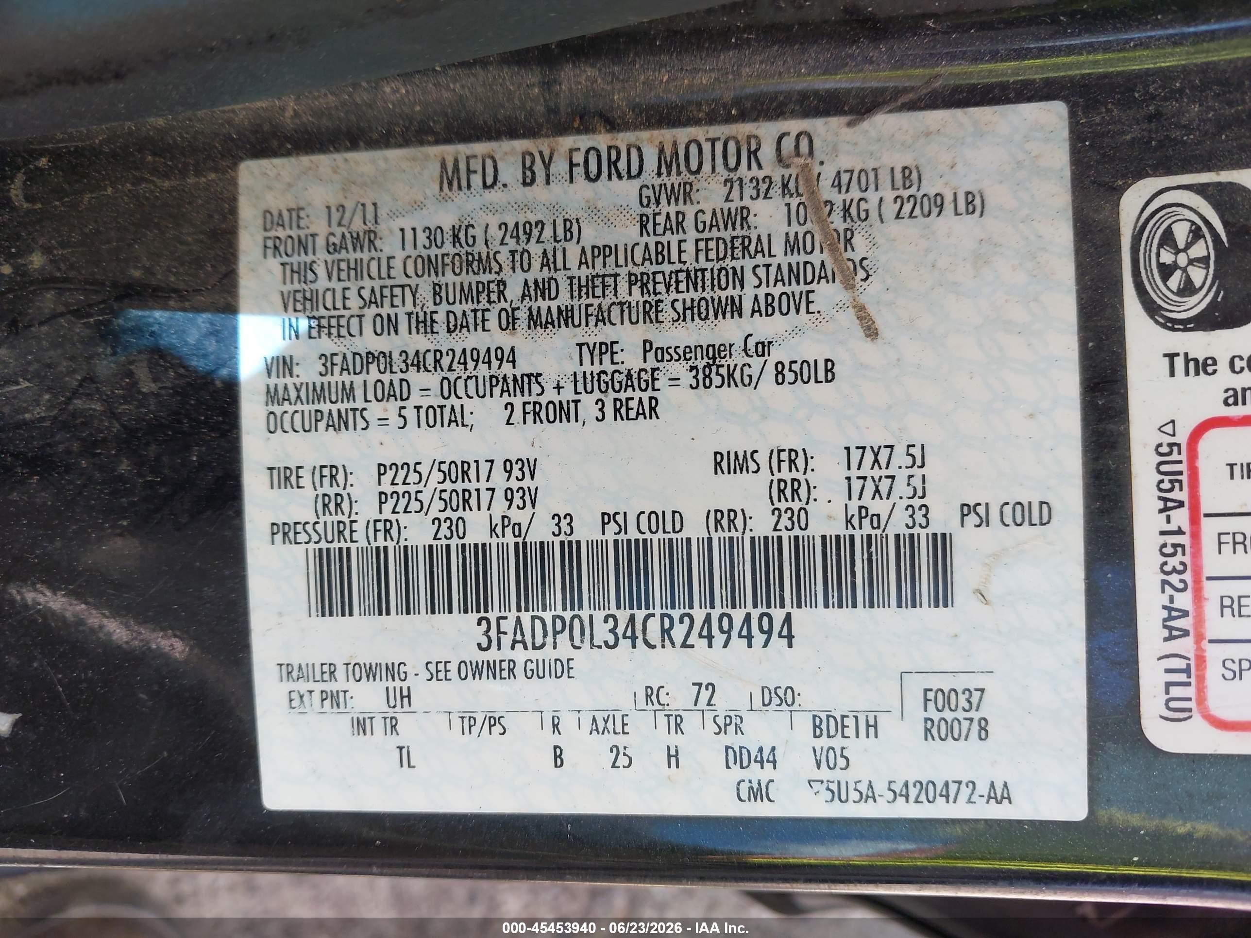 2012 Ford Fusion Hybrid   Черный vin: 3FADP0L34CR249494