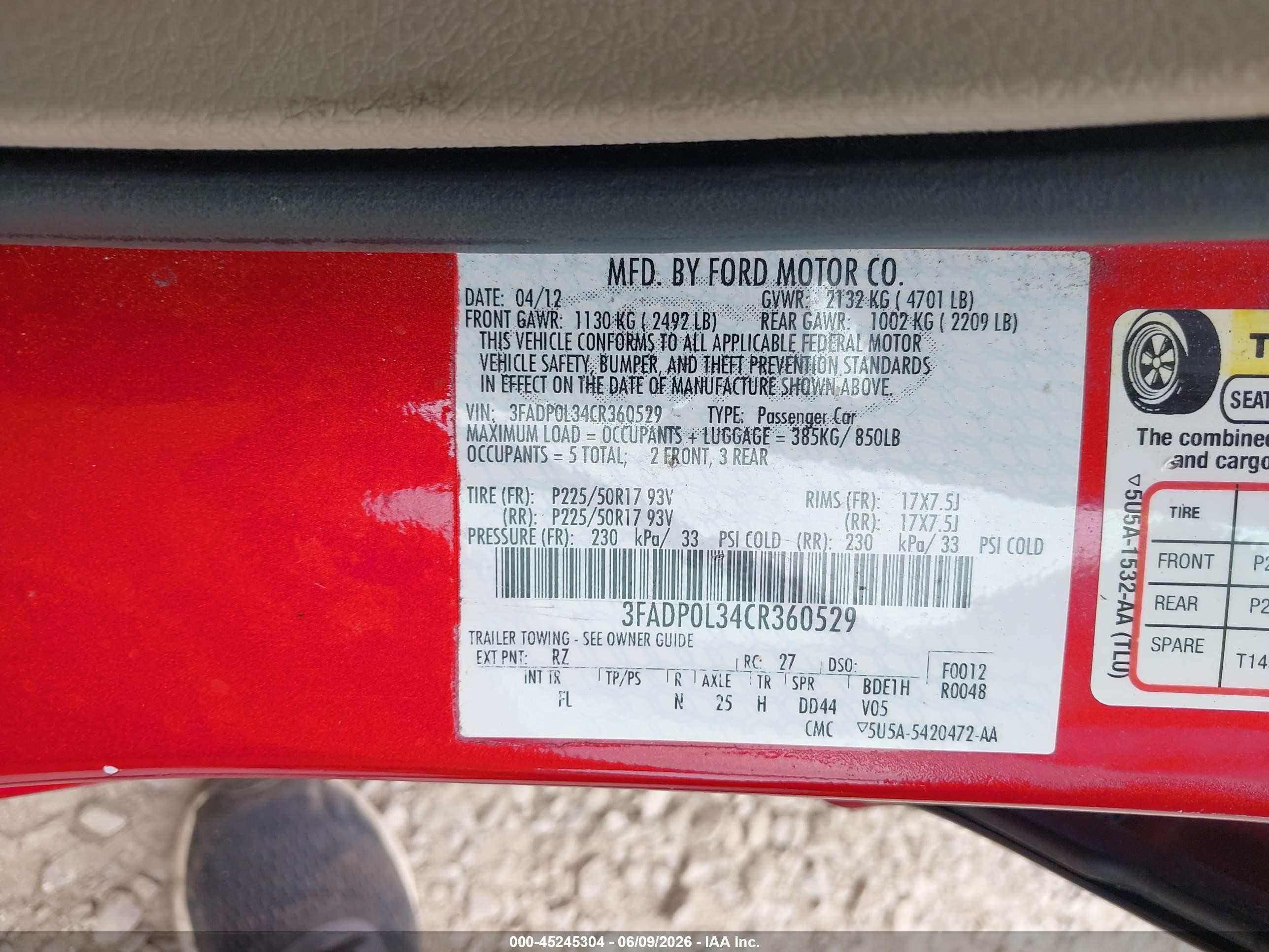 2012 Ford Fusion Hybrid   Красный vin: 3FADP0L34CR360529