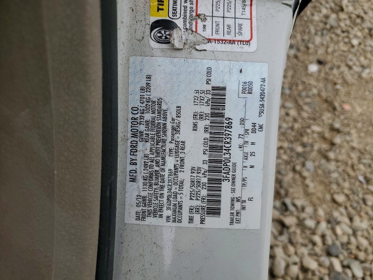 2012 Ford Fusion Hybrid Белый vin: 3FADP0L34CR397869