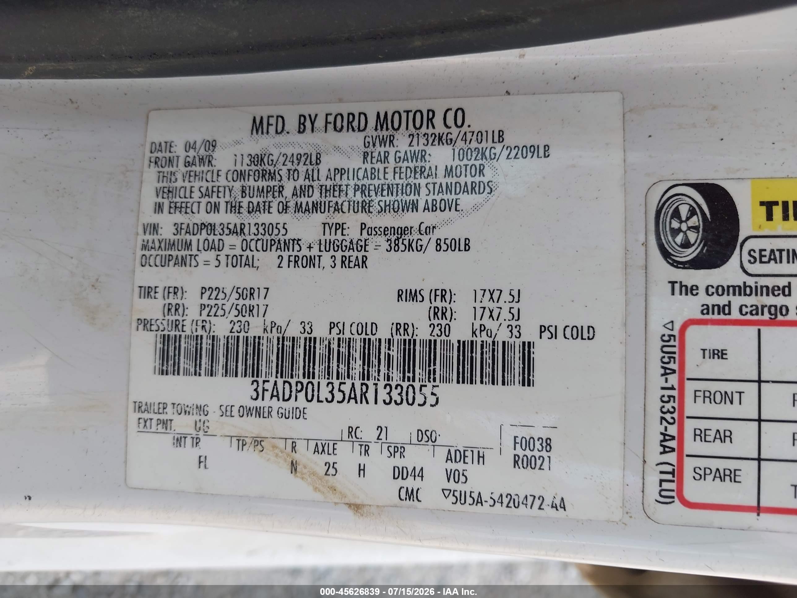 2010 Ford Fusion Hybrid   White vin: 3FADP0L35AR133055