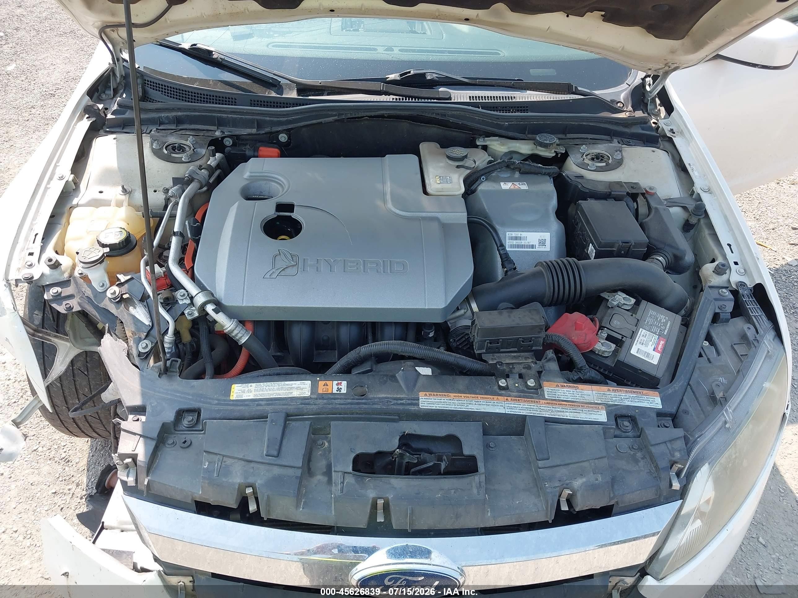 2010 Ford Fusion Hybrid   White vin: 3FADP0L35AR133055