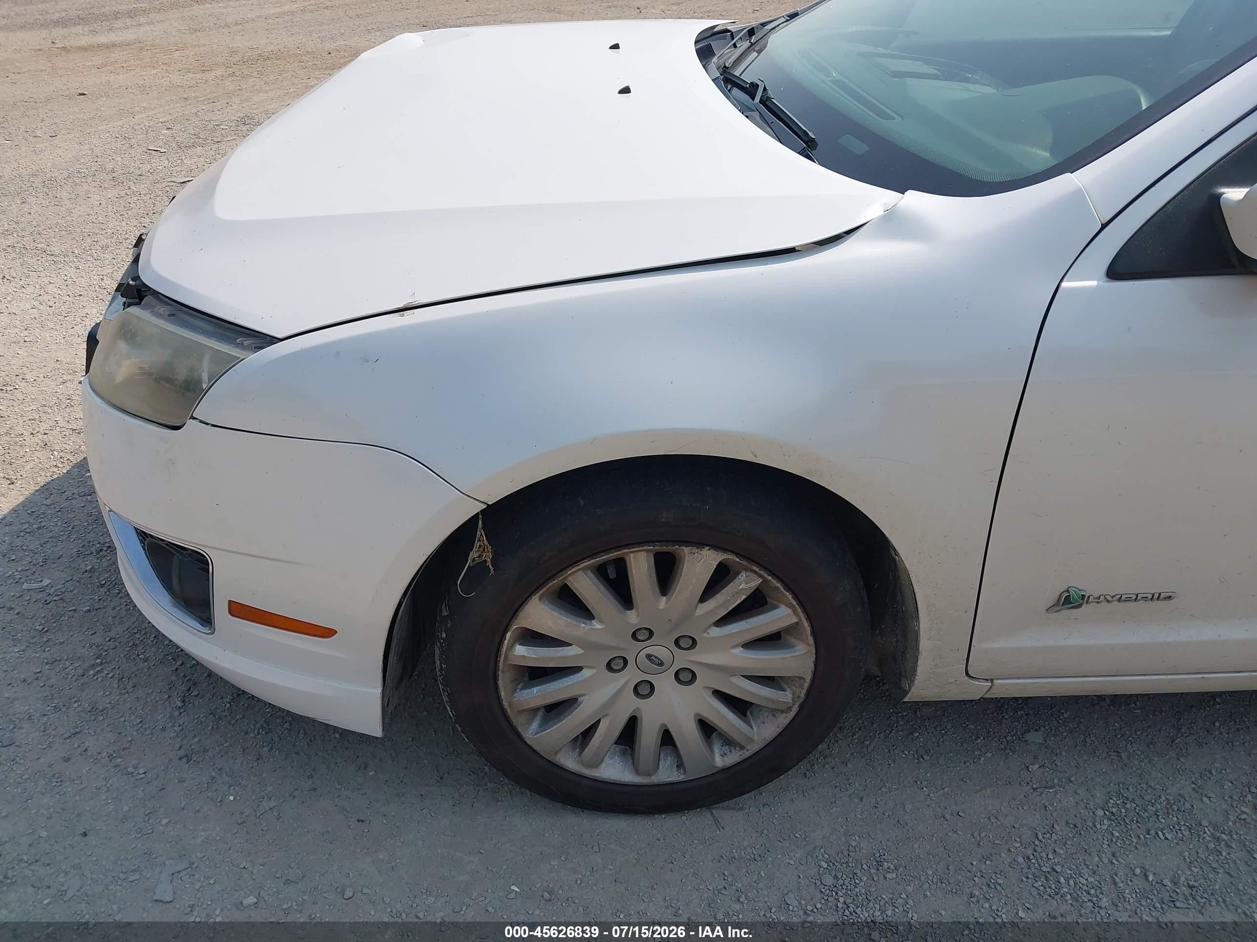 2010 Ford Fusion Hybrid   White vin: 3FADP0L35AR133055