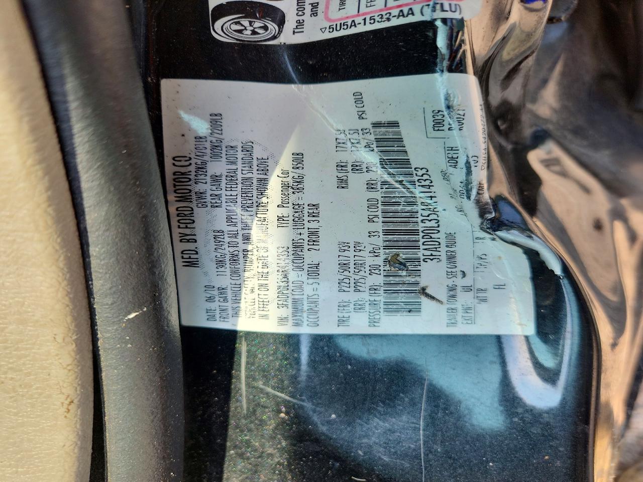 2010 Ford Fusion Hybrid Green vin: 3FADP0L35AR414353