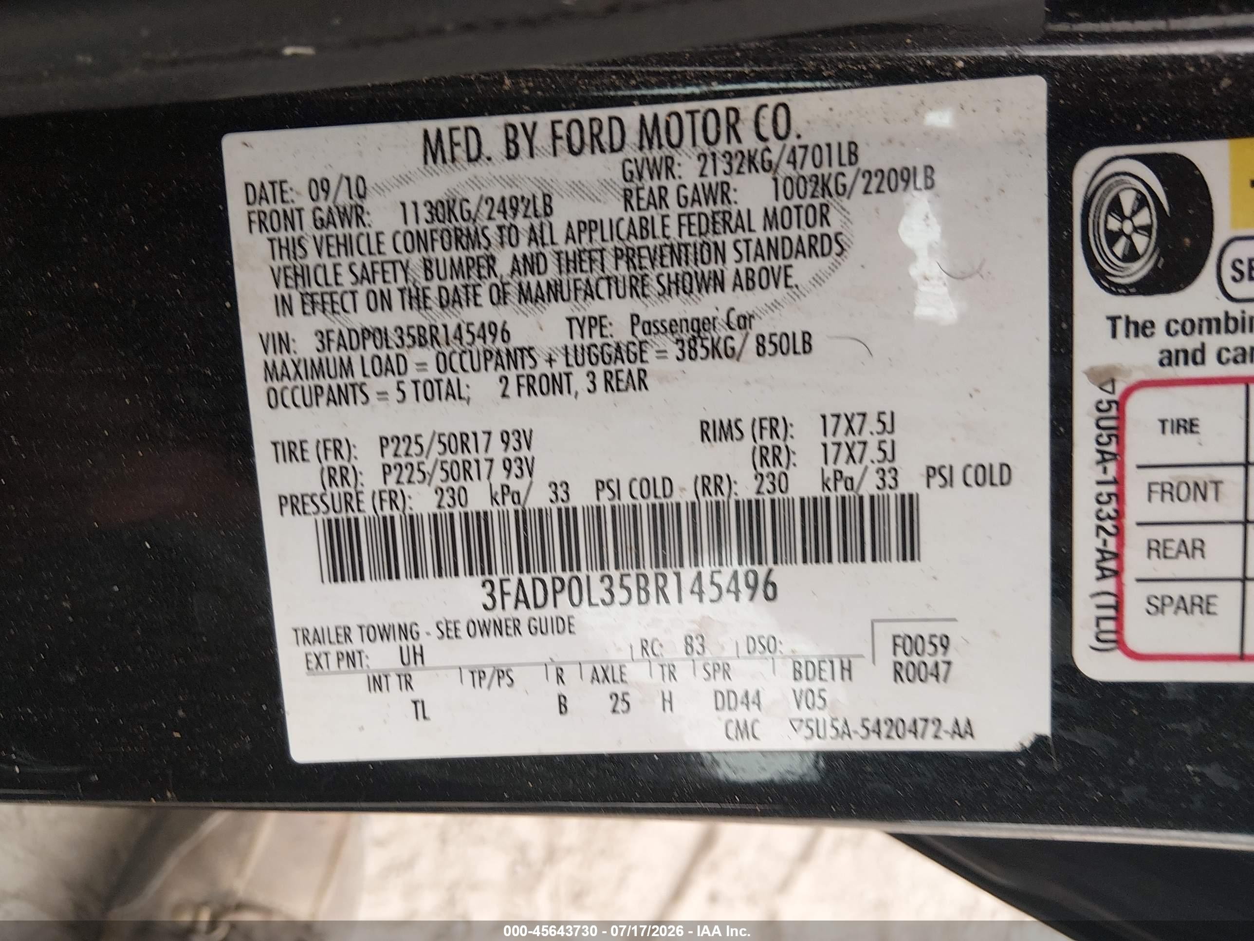 2011 Ford Fusion Hybrid Black vin: 3FADP0L35BR145496