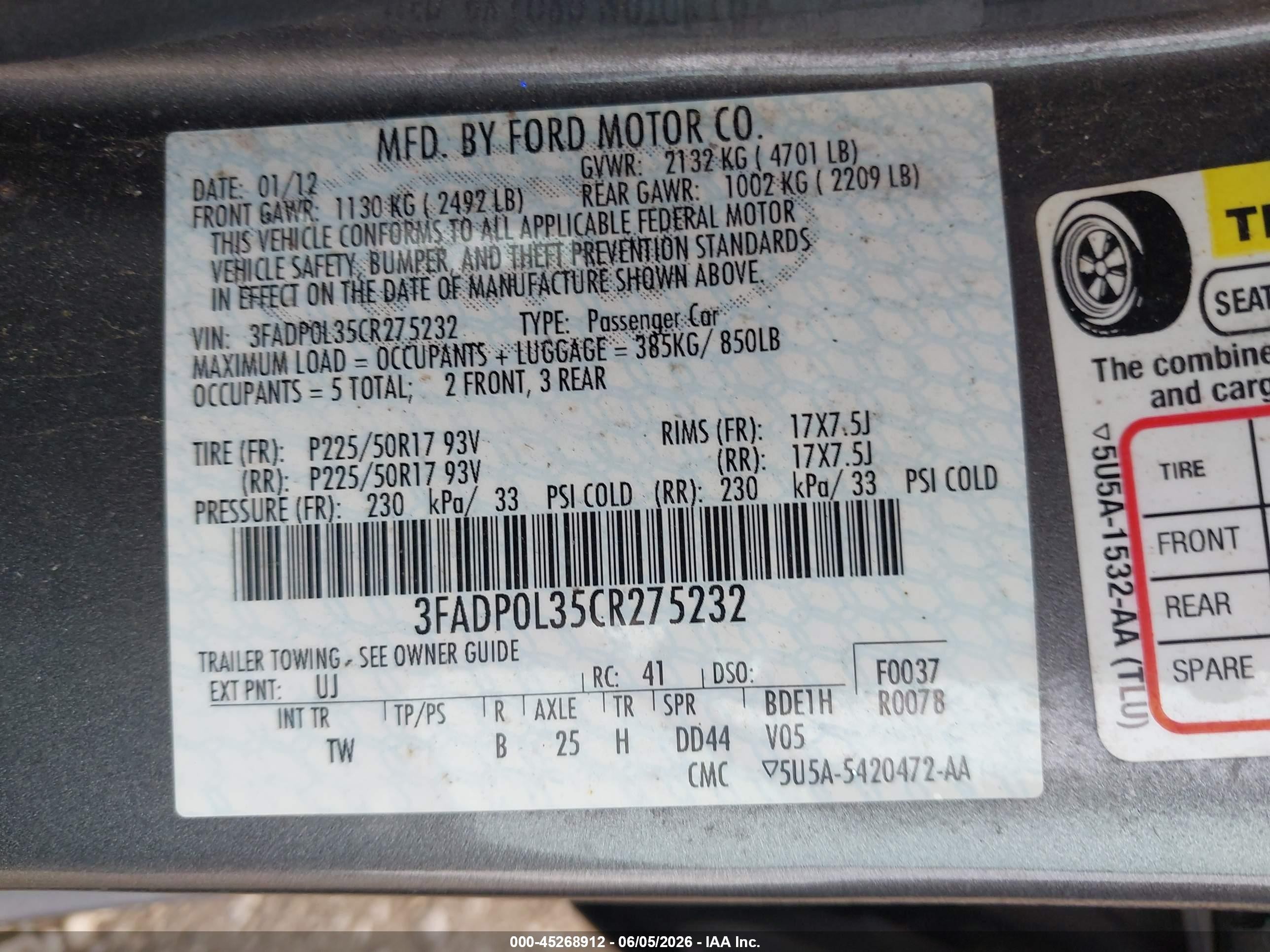 2012 Ford Fusion Hybrid   Gray vin: 3FADP0L35CR275232