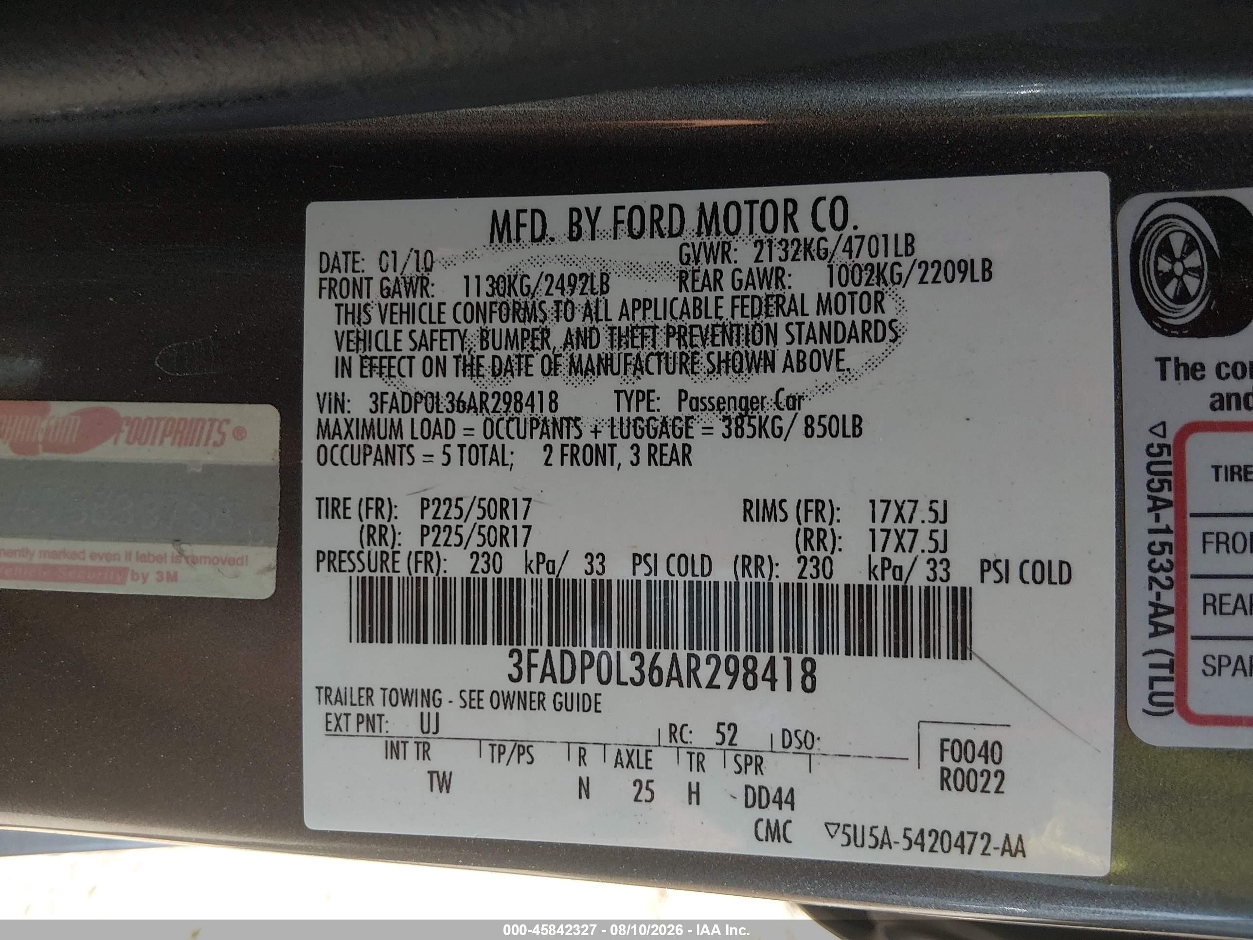 2010 Ford Fusion Hybrid Gray vin: 3FADP0L36AR298418
