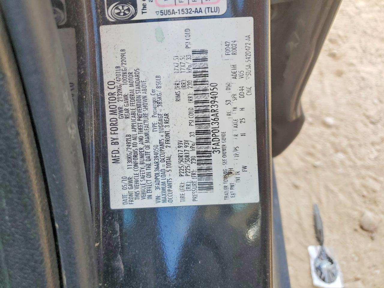 2010 Ford Fusion Hybrid Black vin: 3FADP0L36AR394050